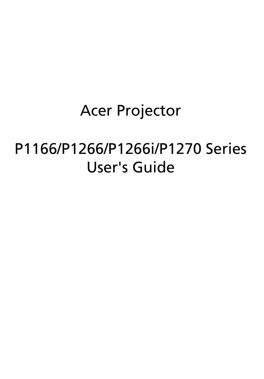 Acer P1270 Projector User Manual