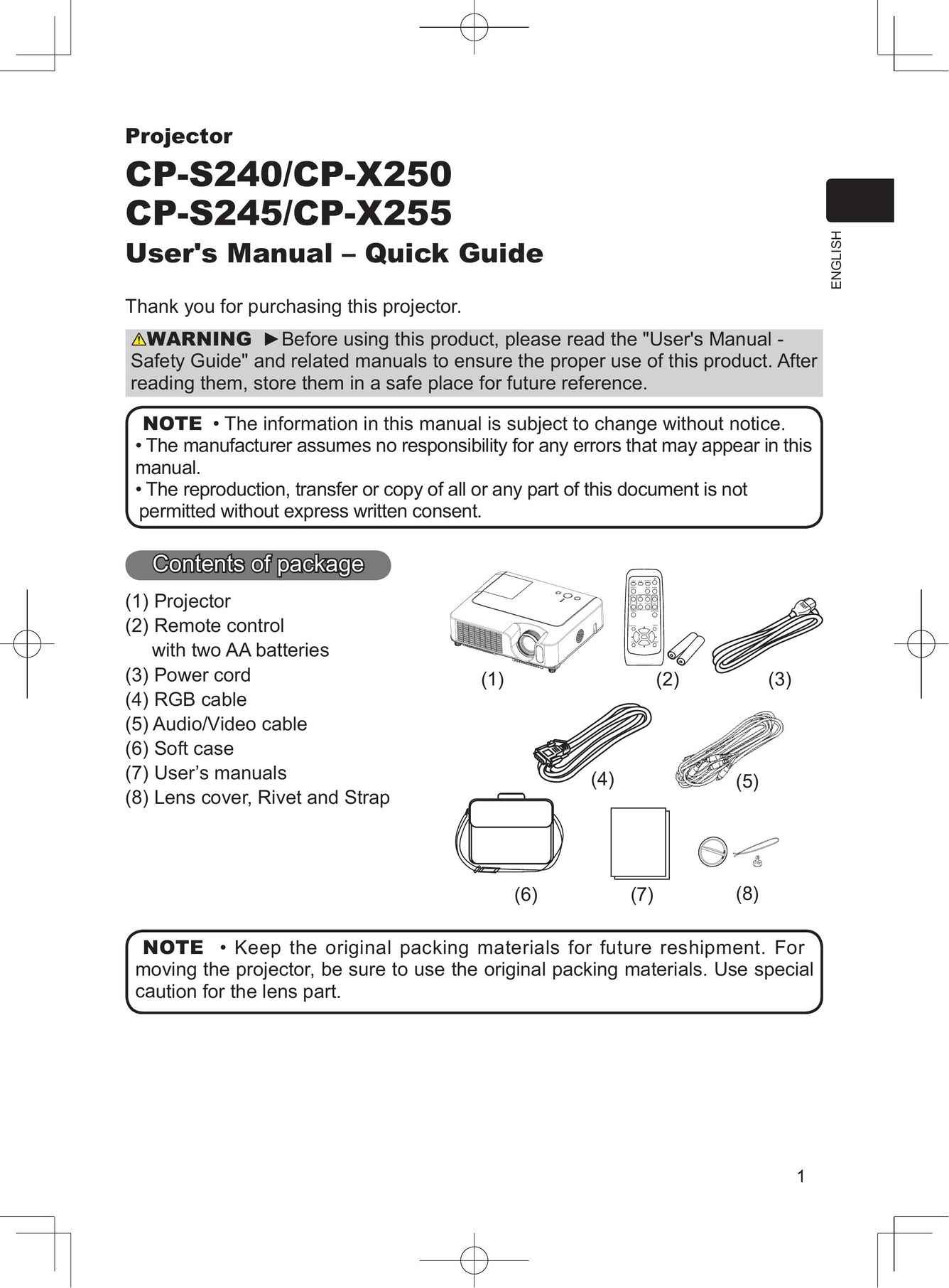 Apple CP-S245 Projector User Manual