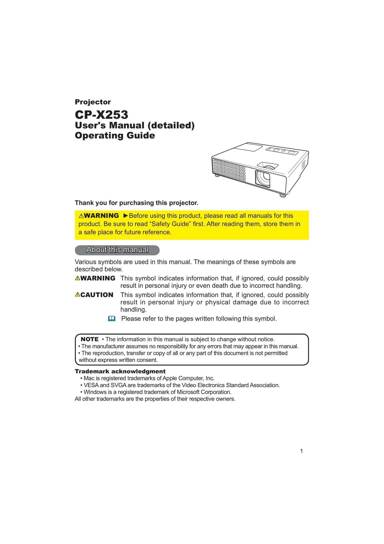 Apple CP-X253 Projector User Manual