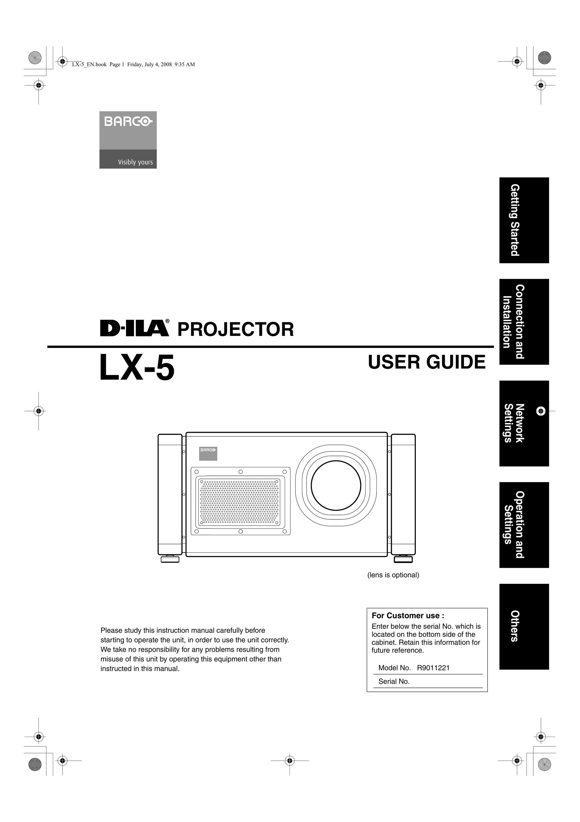 Barco LX-5 Projector User Manual