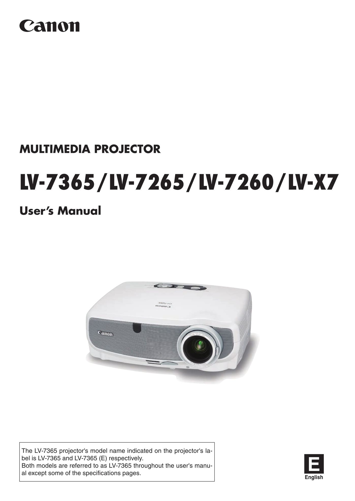 Canon 7365 Projector User Manual