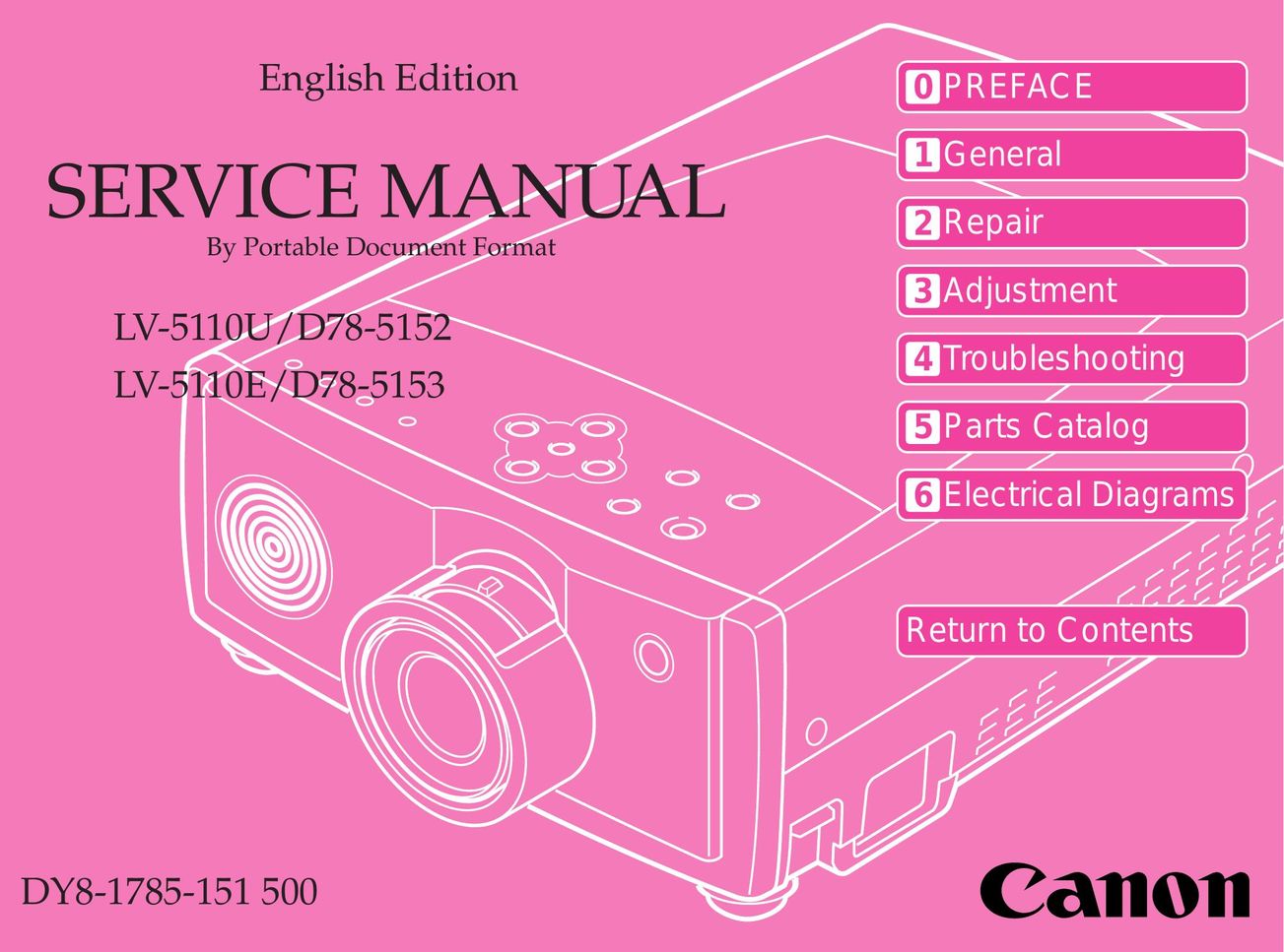 Canon LV-5110E Projector User Manual