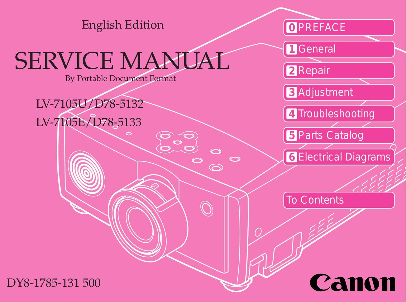 Canon LV-7105U/D78-5132 Projector User Manual
