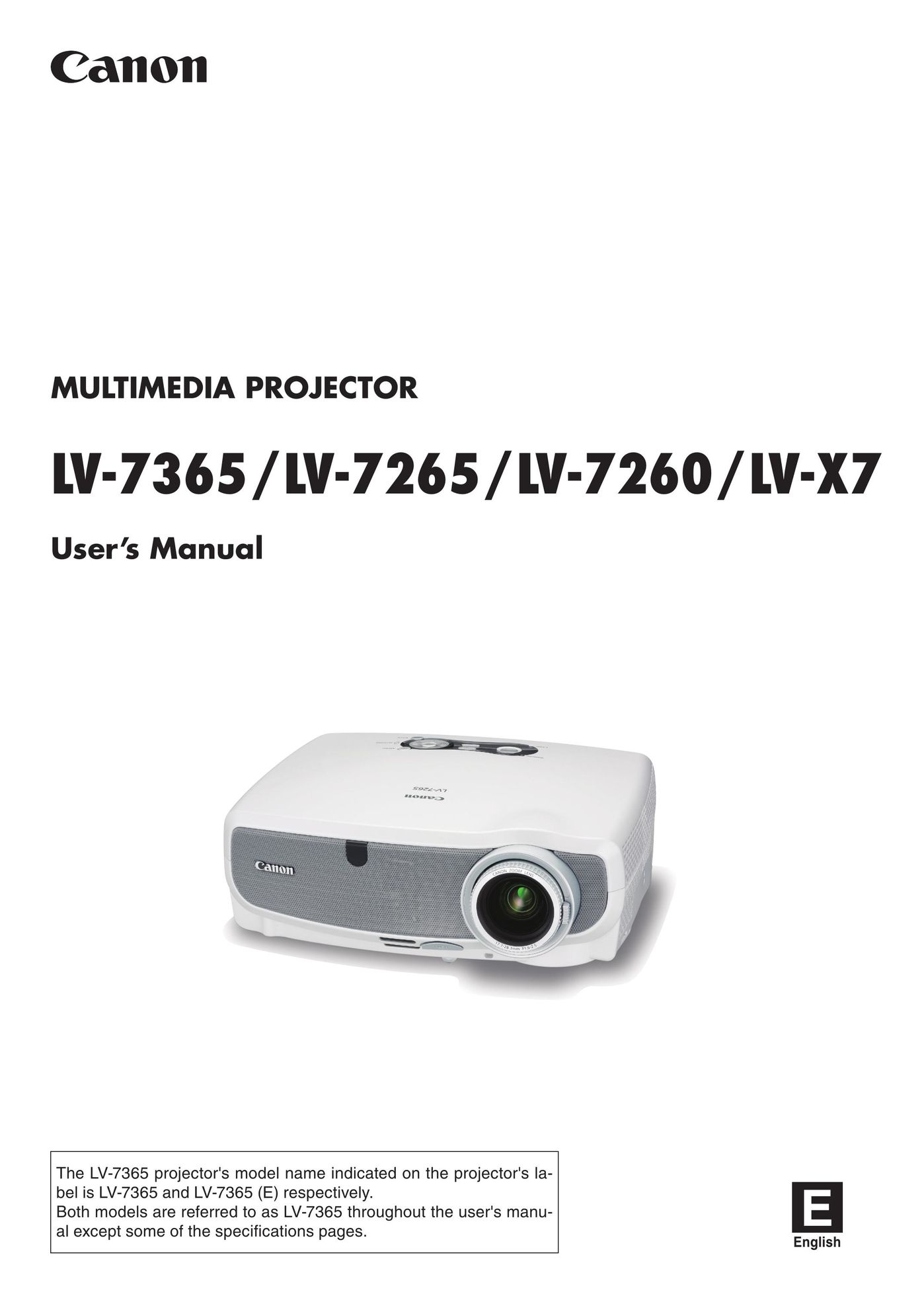Canon LV-7365 Projector User Manual