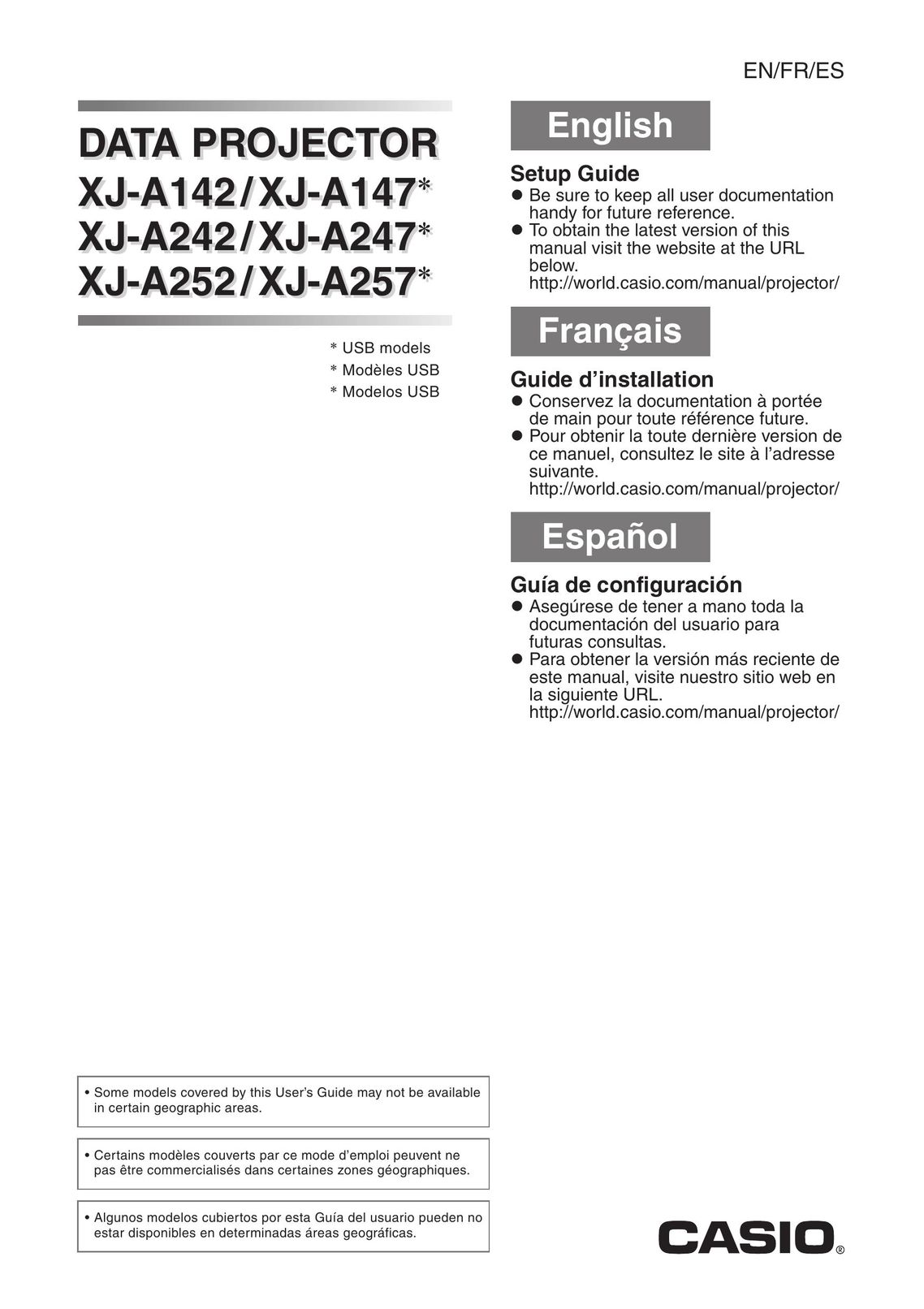 Casio XJ-A142/XJ-147 Projector User Manual