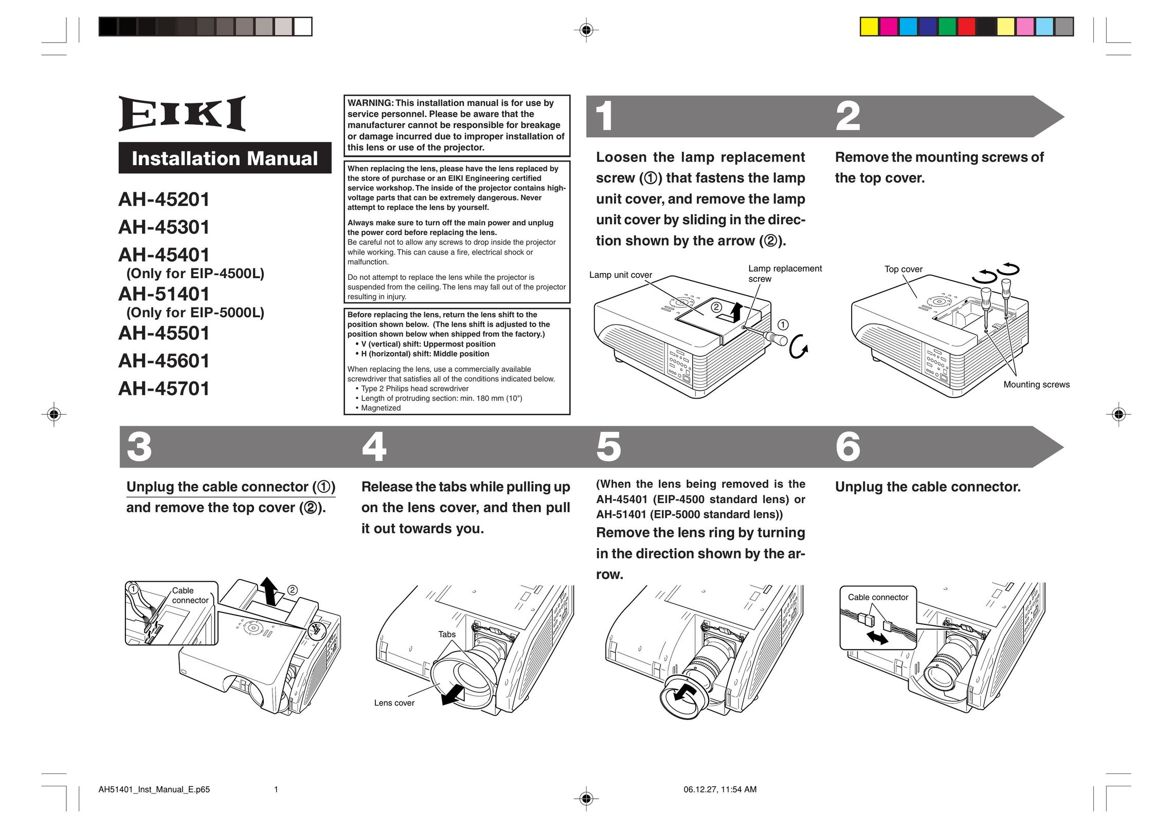 Eiki AH-45301 Projector User Manual