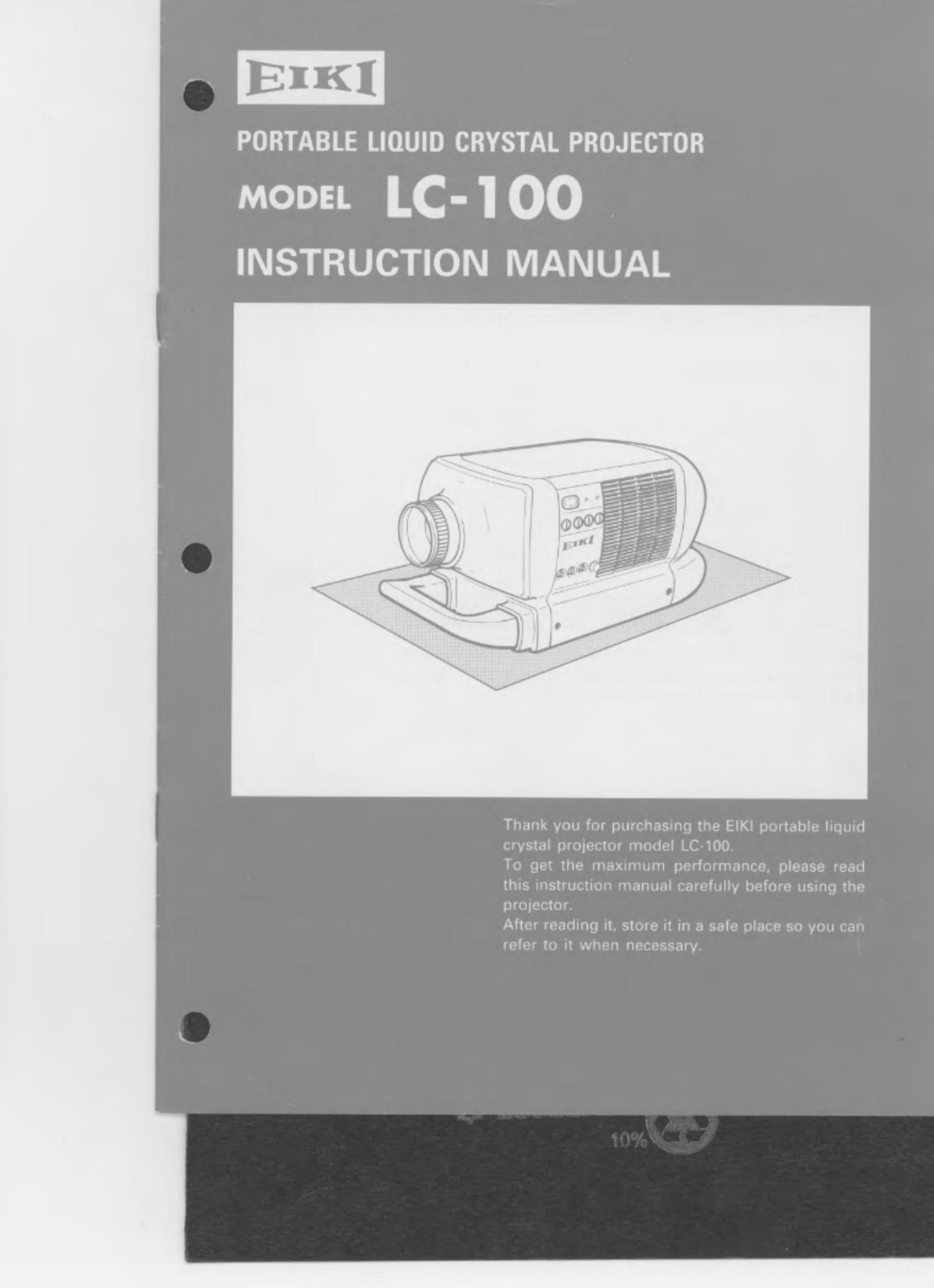 Eiki LC-100 Projector User Manual