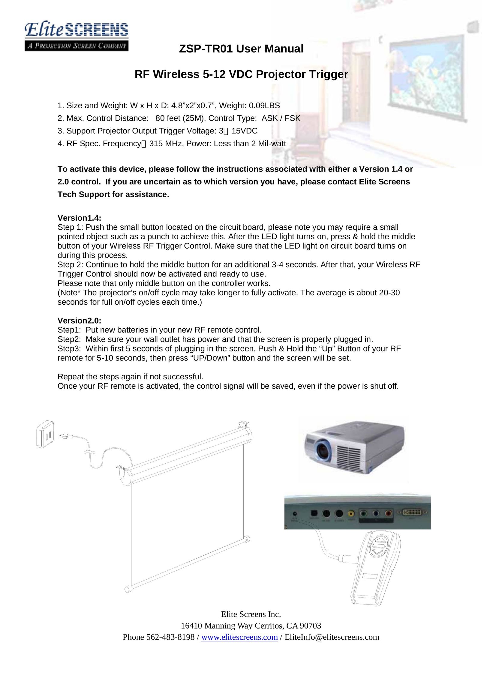 Elite Screens ZSP-TR01 Projector User Manual