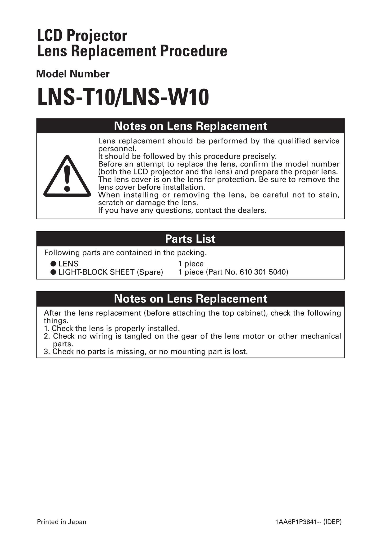 Fisher LNS-W10 Projector User Manual
