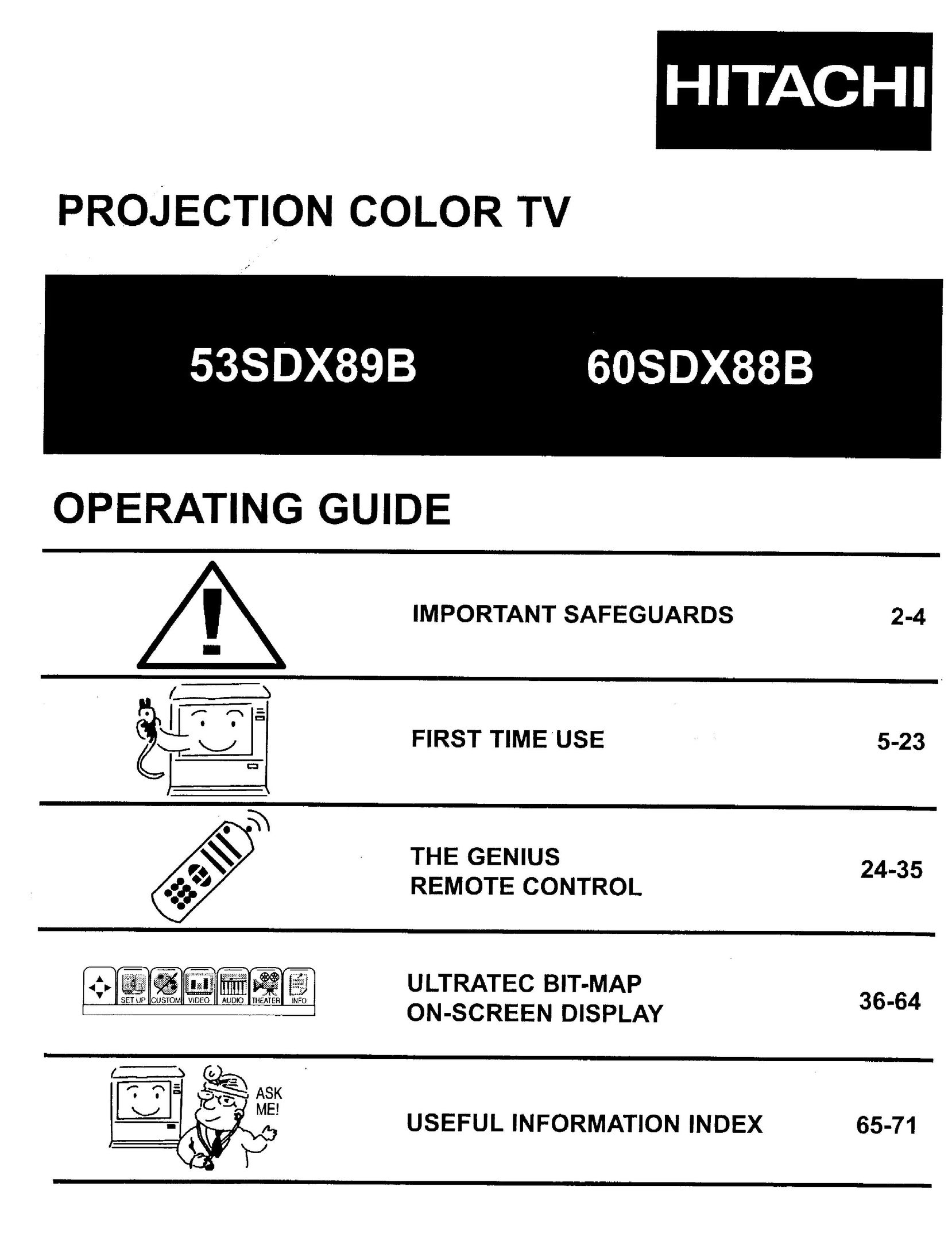 Hitachi 60SDX88B Projector User Manual