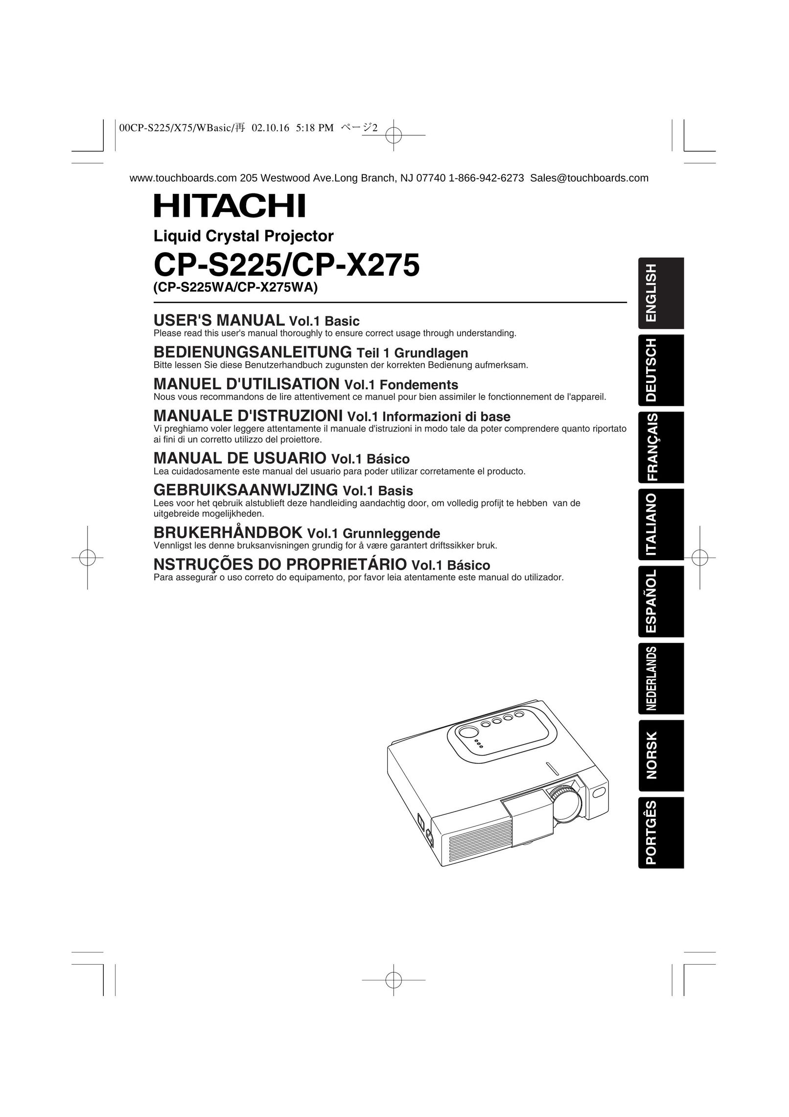 Hitachi CP-S225 Projector User Manual