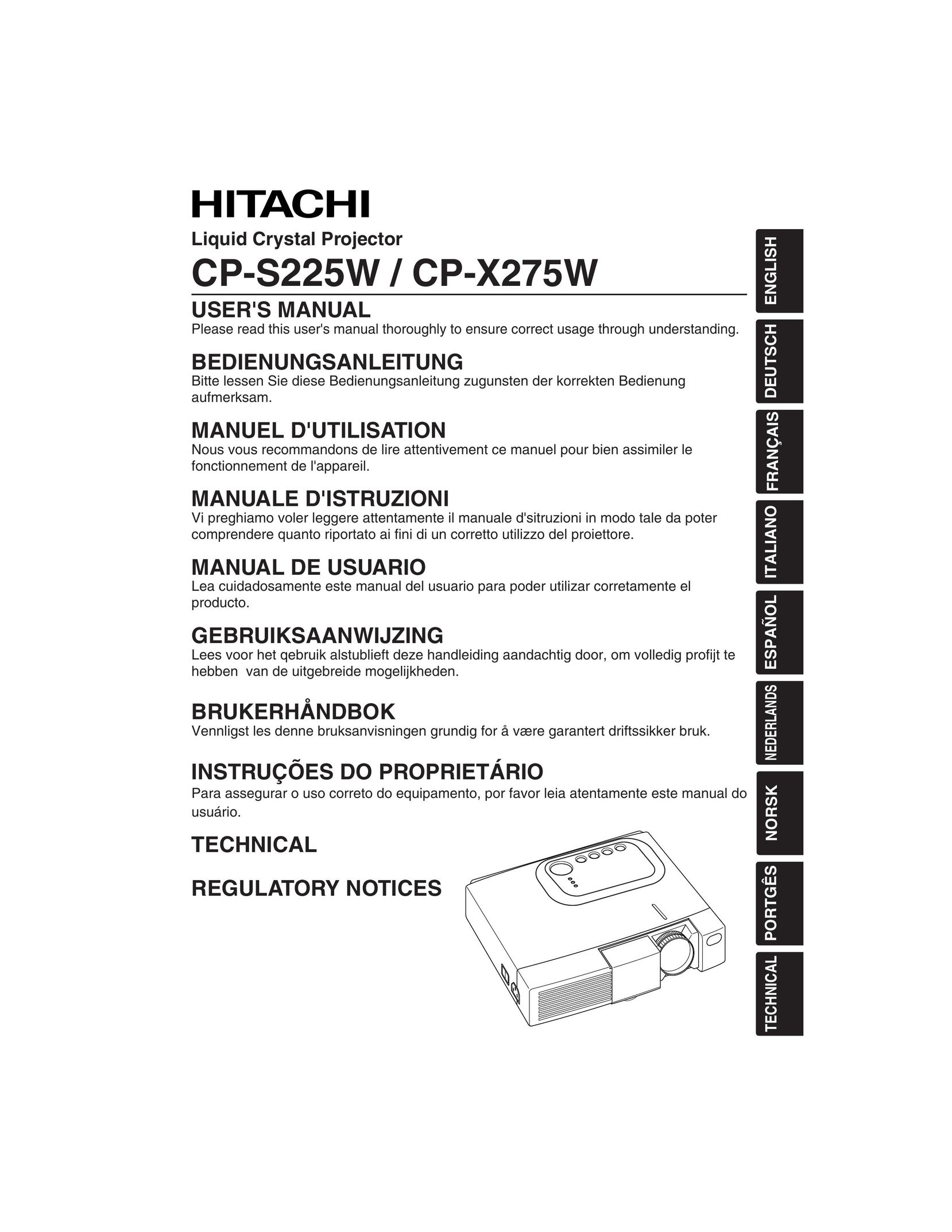 Hitachi CP-S225W Projector User Manual