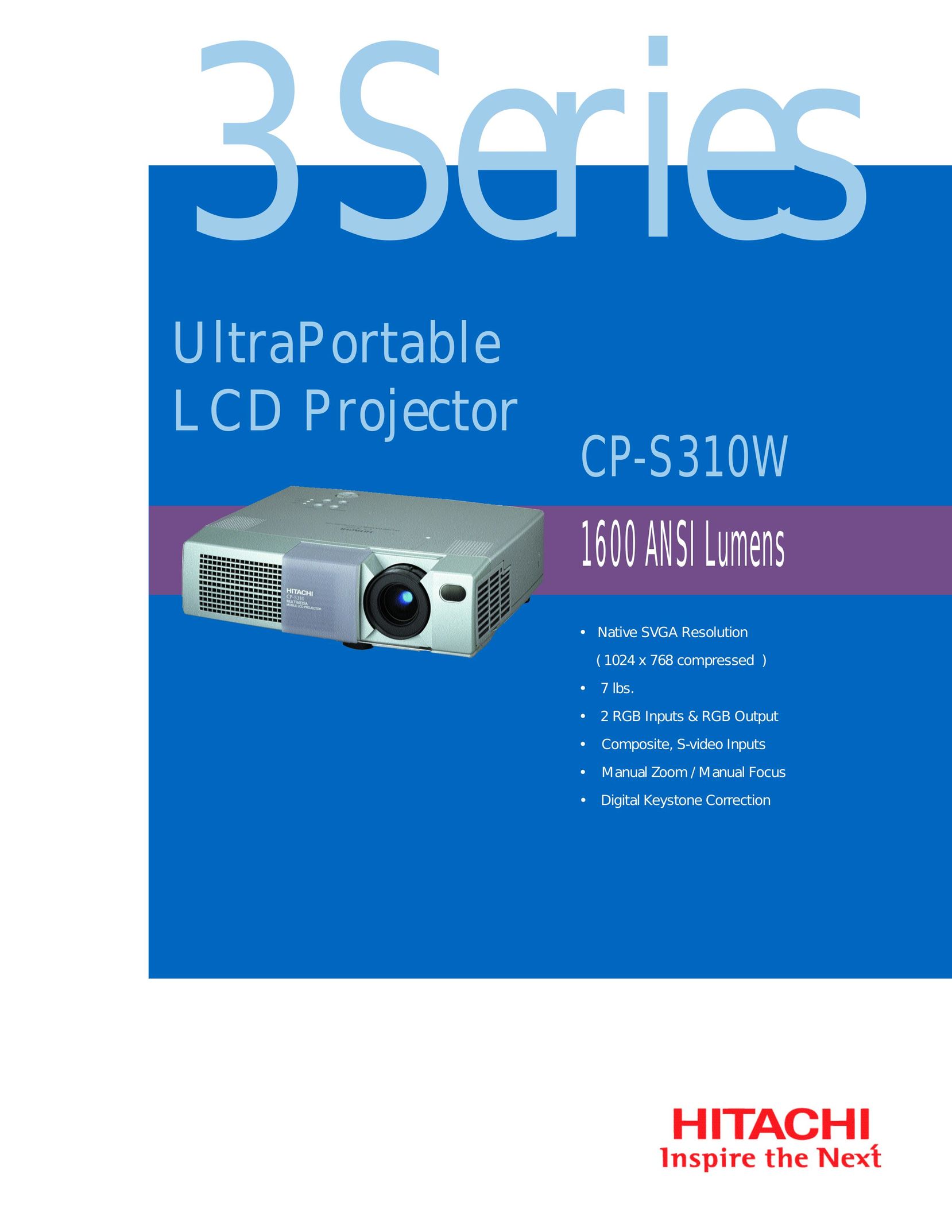 Hitachi CP-S310W Projector User Manual