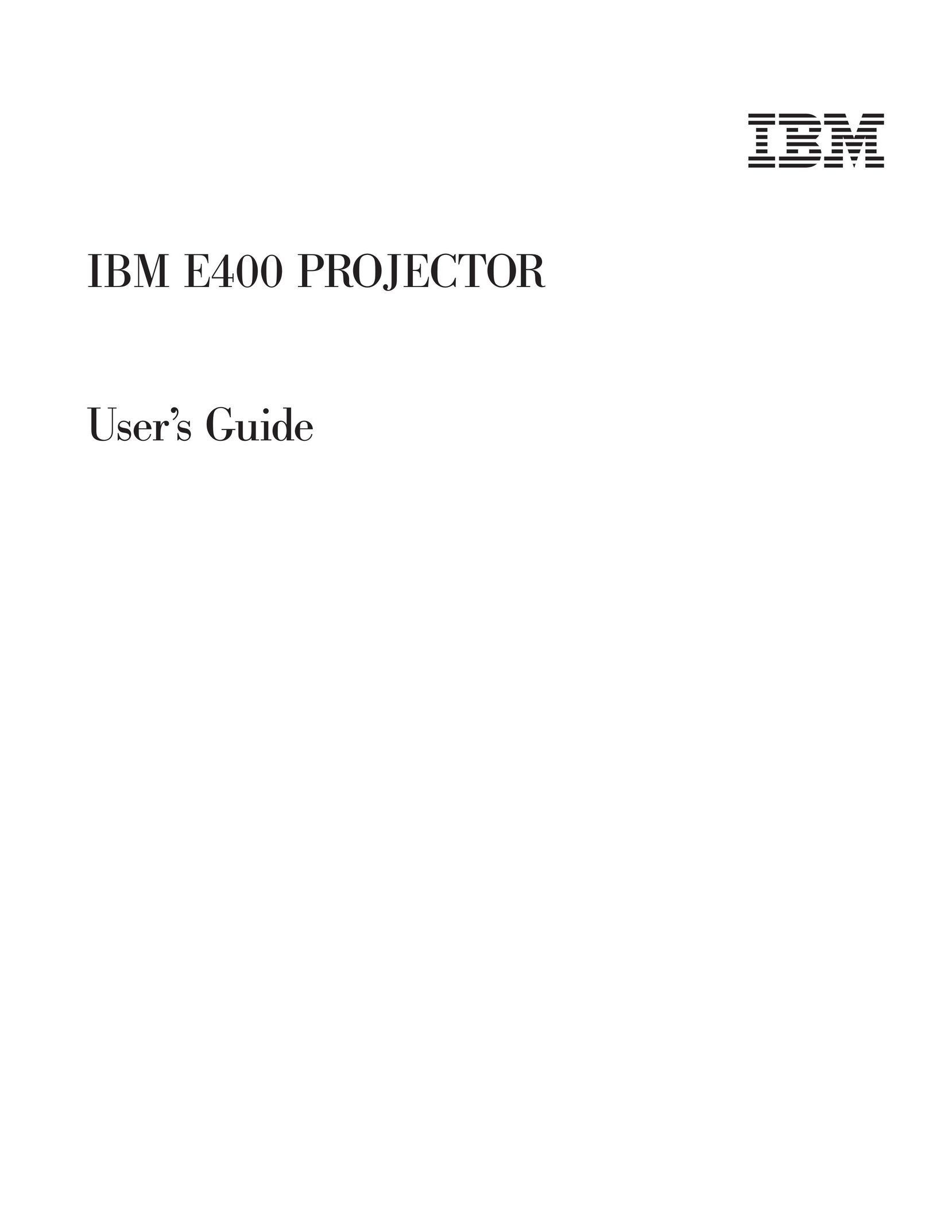 IBM Partner Pavilion PROJECTOR E400 Projector User Manual