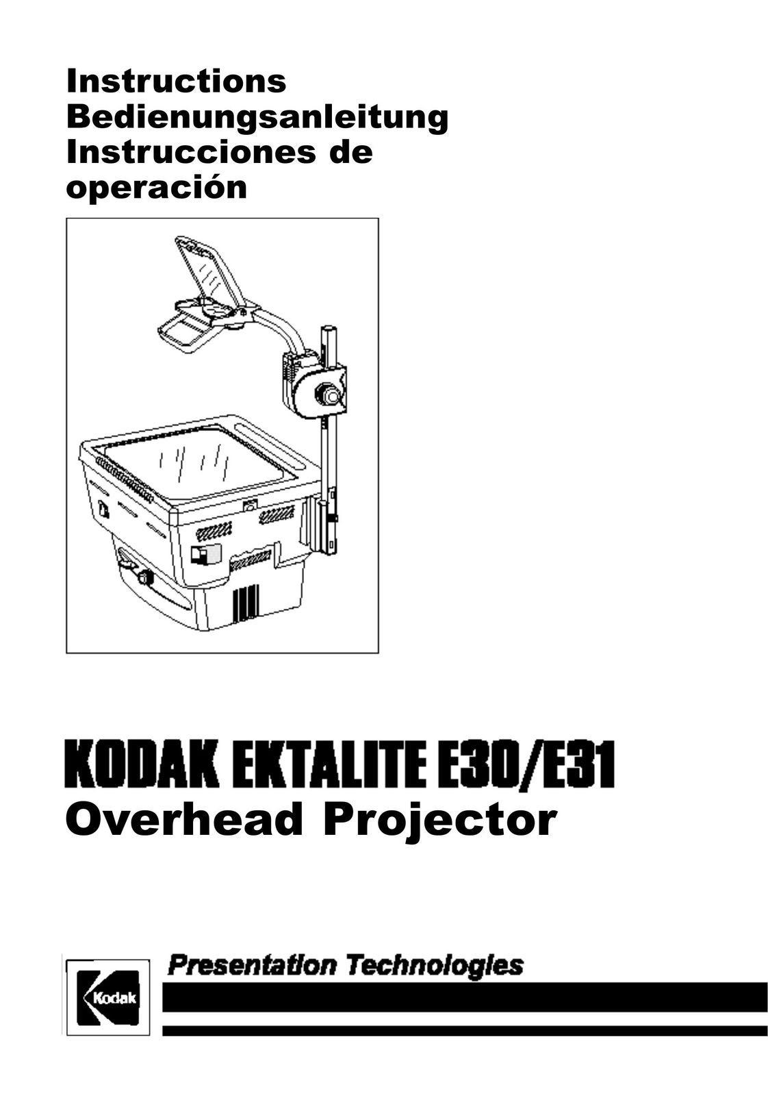 Kodak E30 Projector User Manual