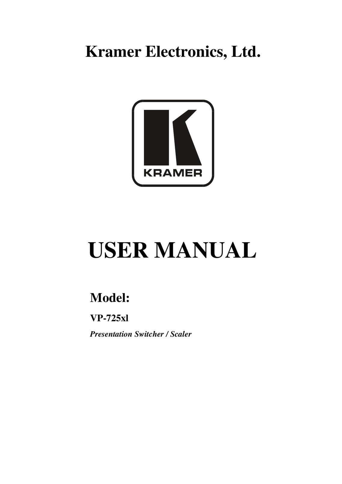 Kramer Electronics VP-725xl Projector User Manual