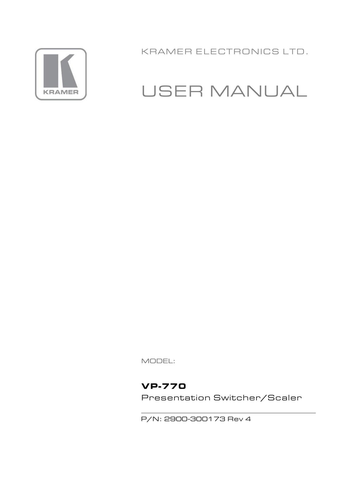 Kramer Electronics VP-770 Projector User Manual