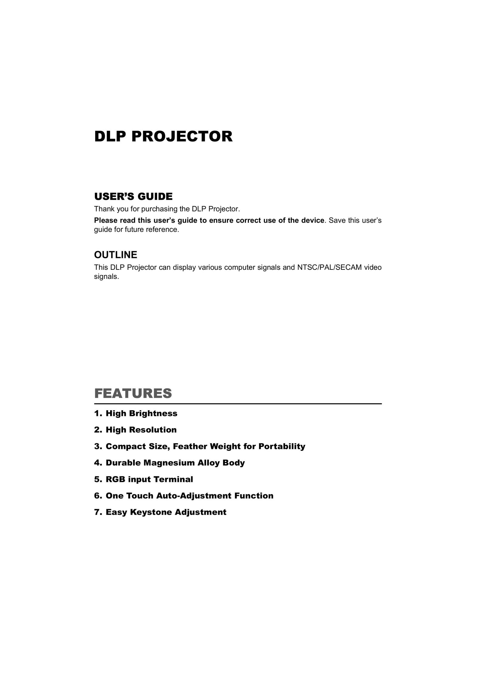 LG Electronics RD-JT40 1024X768 XGA Projector User Manual