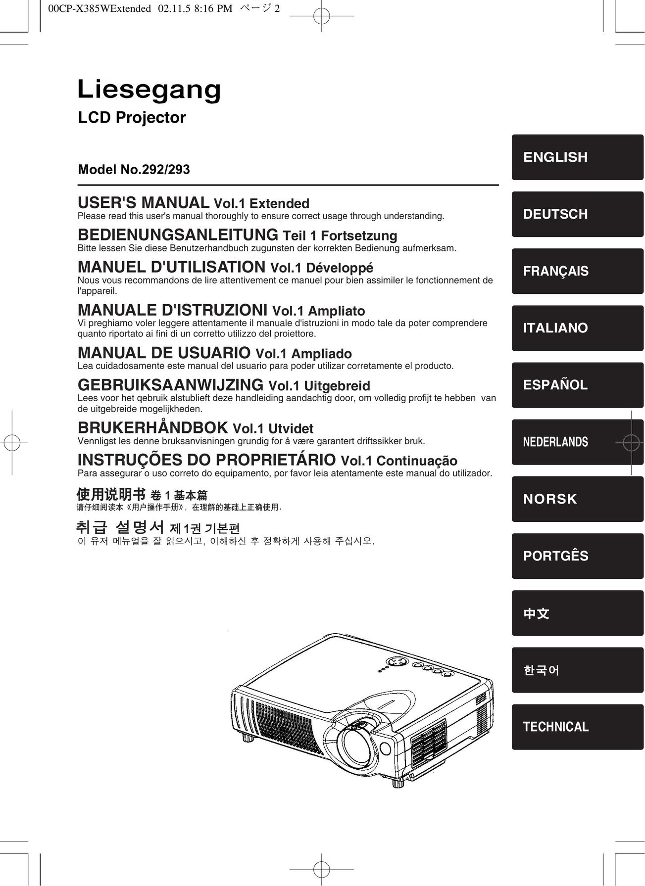Liesegang 292 Projector User Manual