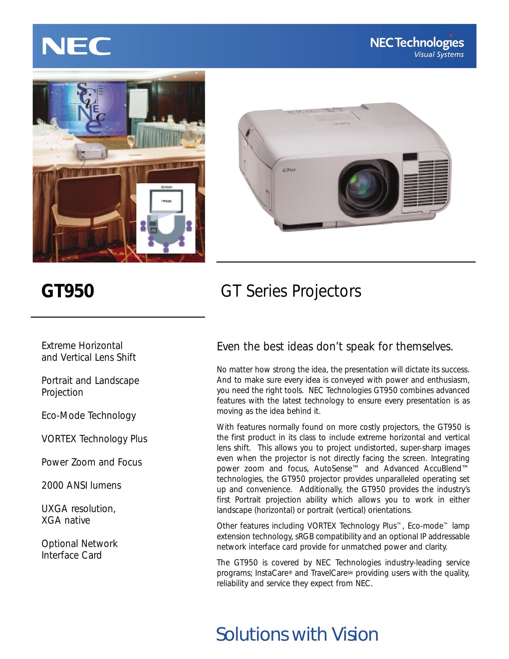 NEC GT950 Projector User Manual