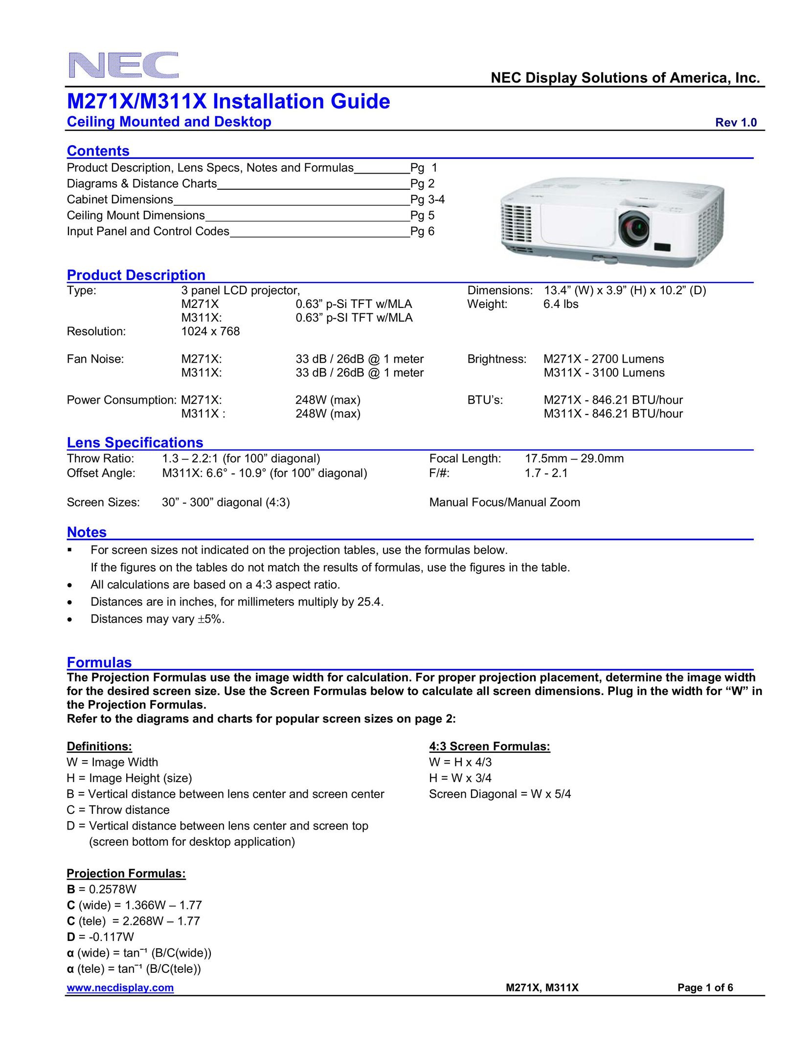 NEC M271X Projector User Manual