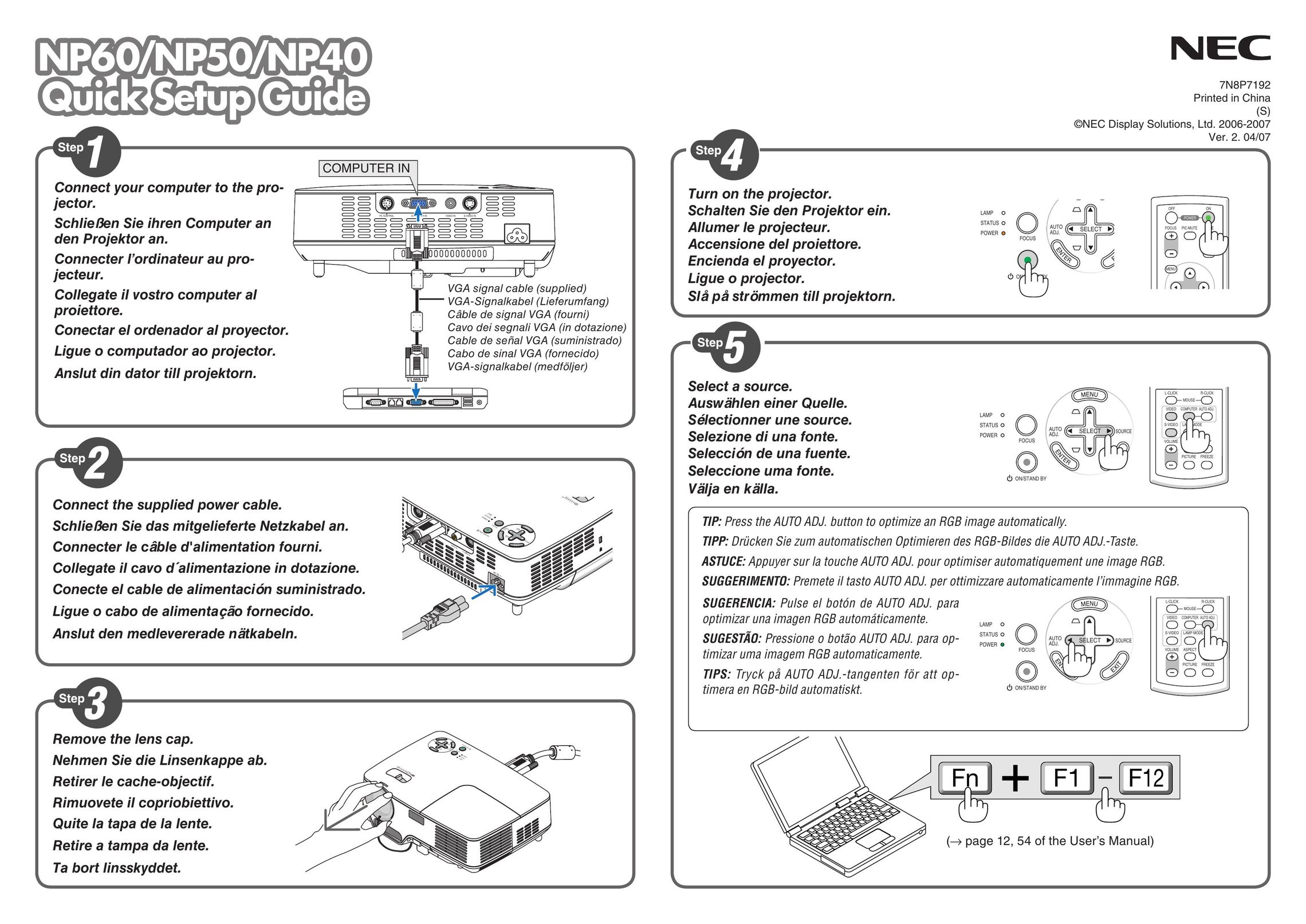 Nikon NP60 Projector User Manual