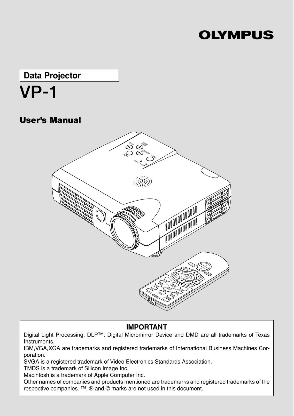 Olympus VP--1 Projector User Manual