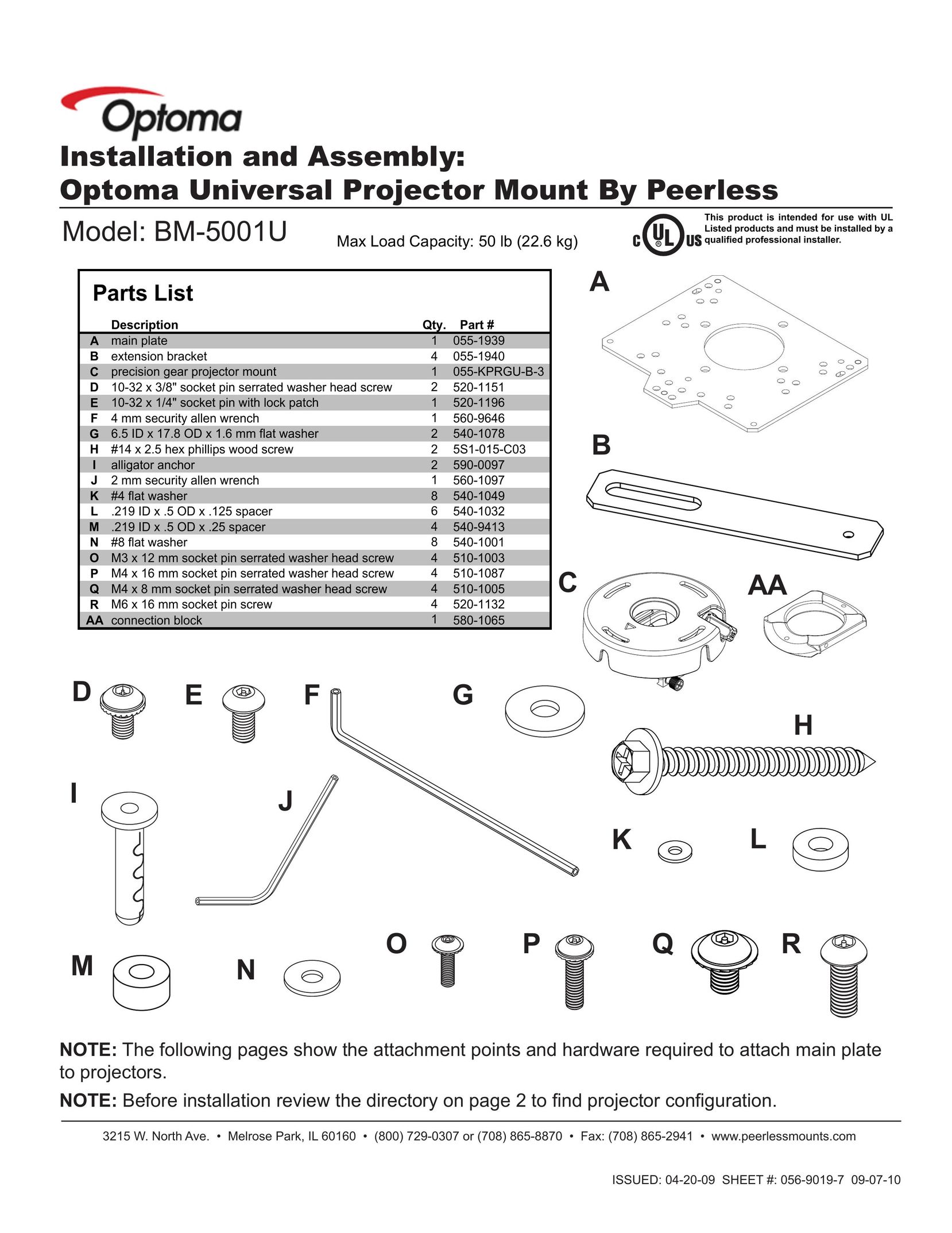 Optoma Technology BM-5001U Projector User Manual