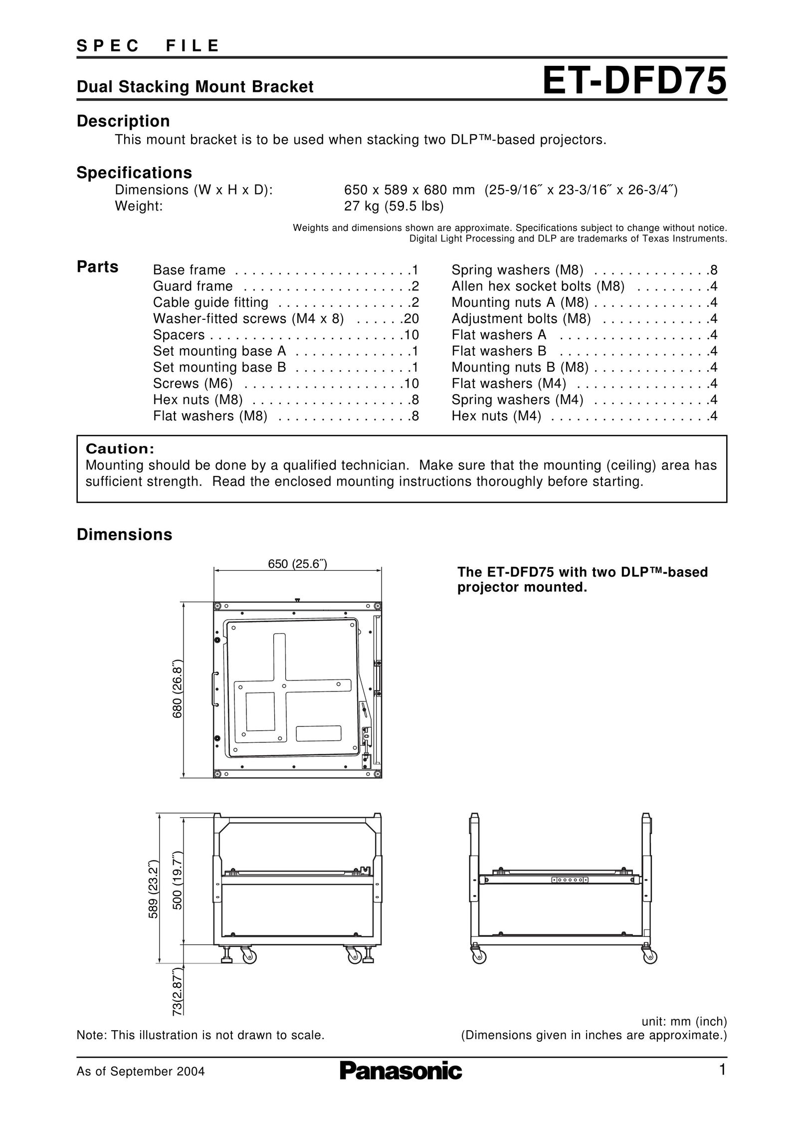 Panasonic ET-DFD75 Projector User Manual