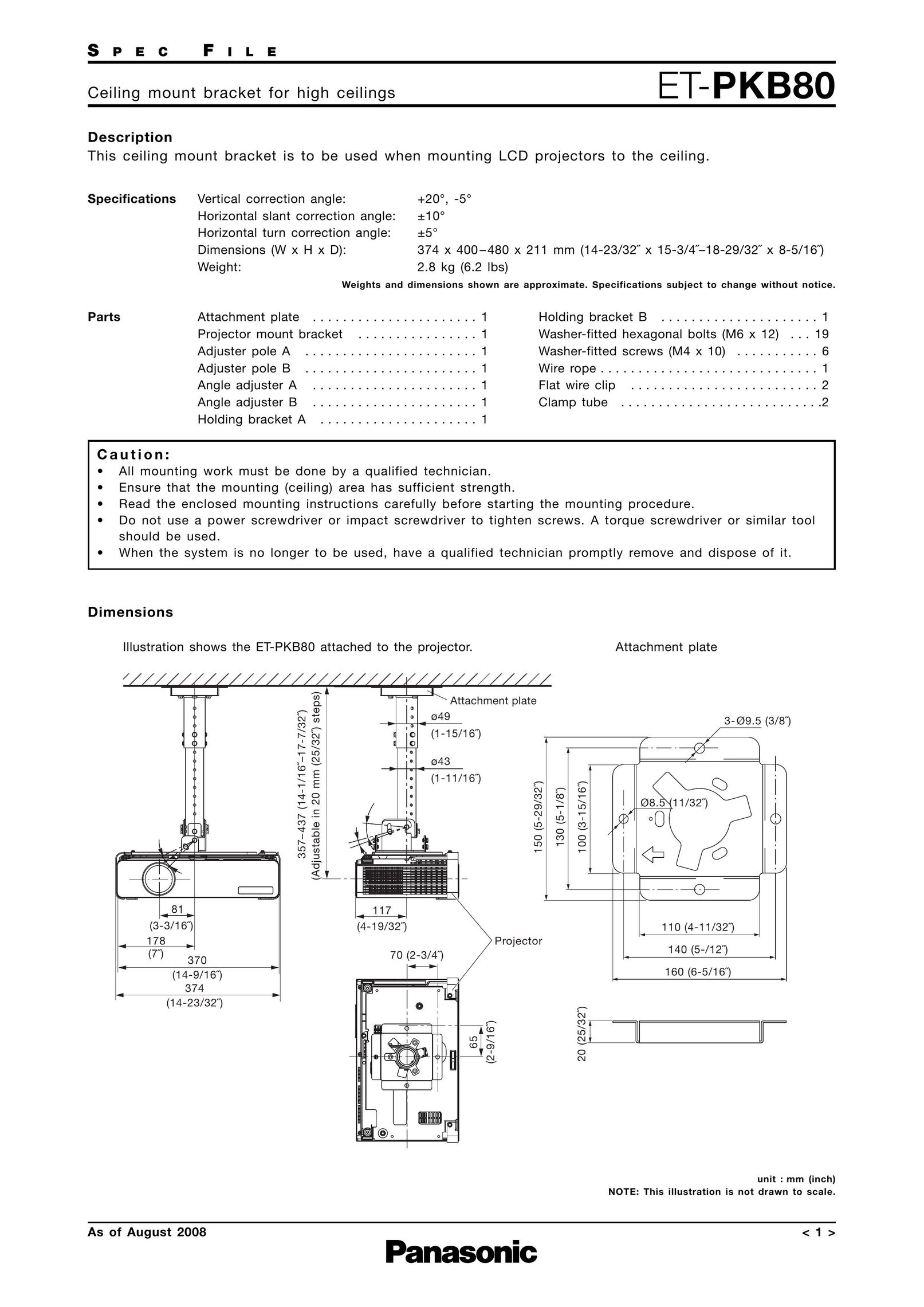 Panasonic ET-PKB80 Projector User Manual
