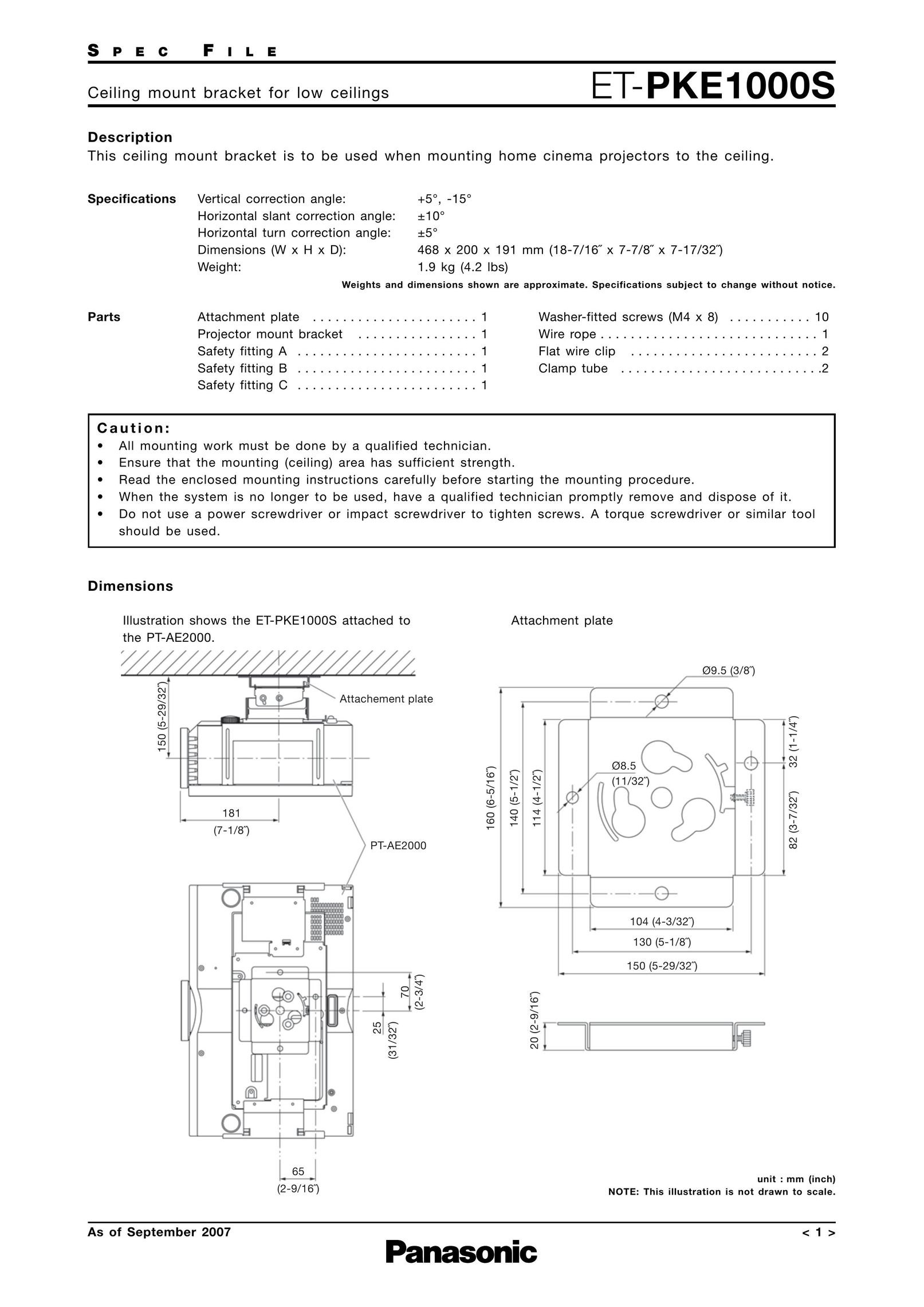 Panasonic ET-PKE1000S Projector User Manual