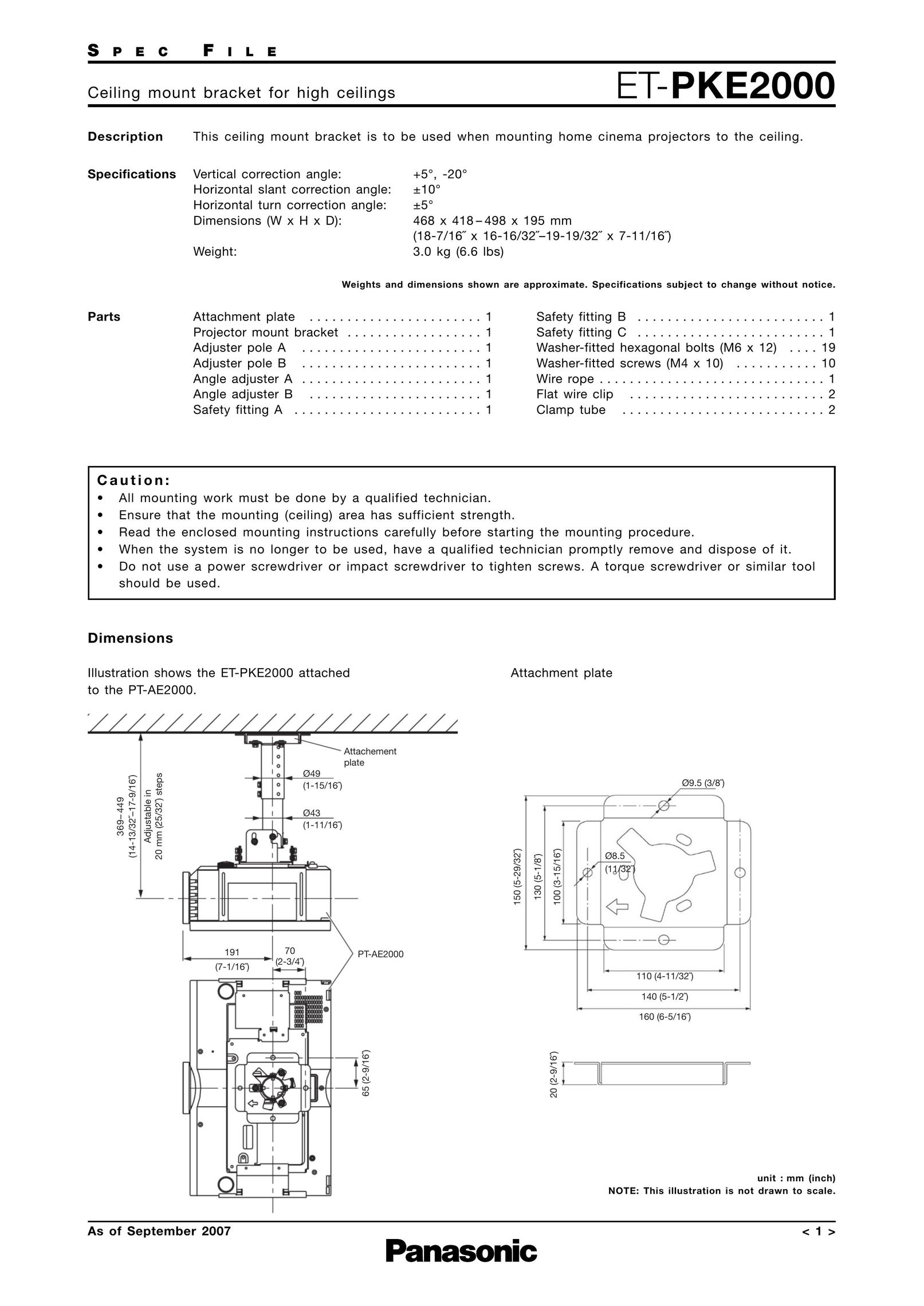 Panasonic ET-PKE2000 Projector User Manual