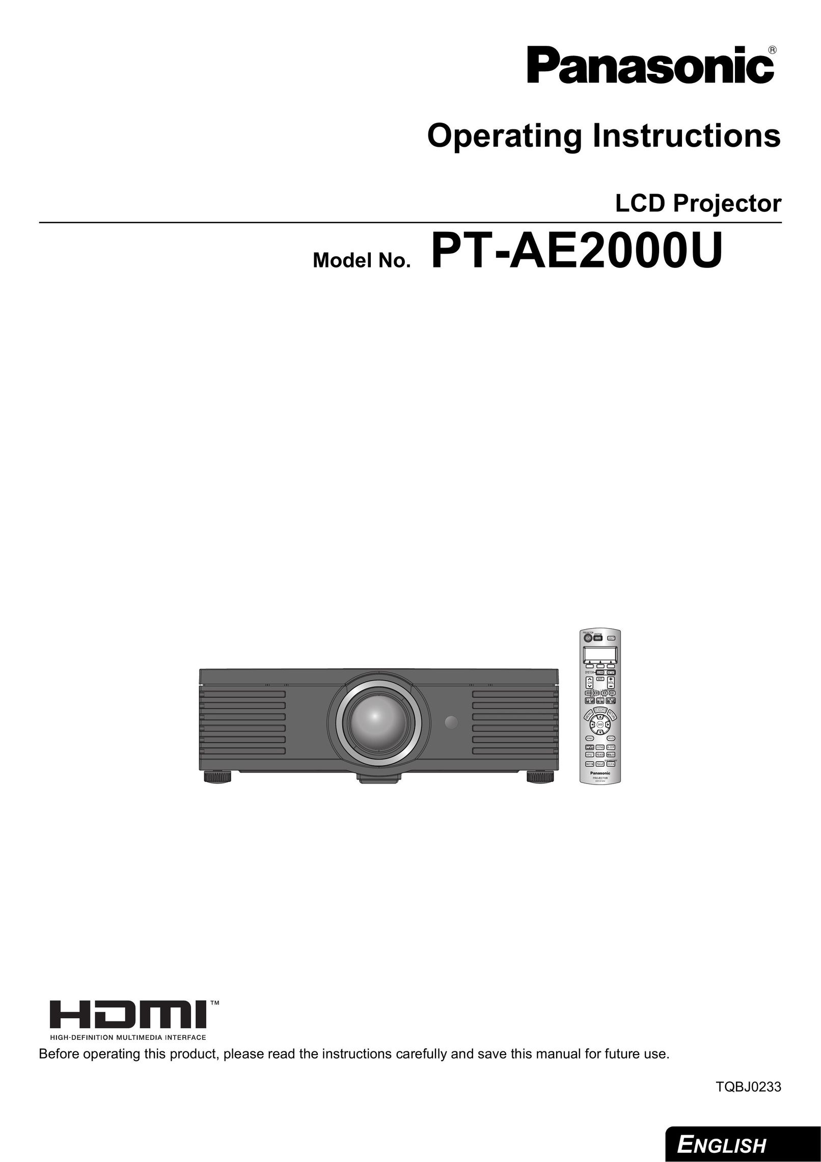 Panasonic PT-AE2000U Projector User Manual