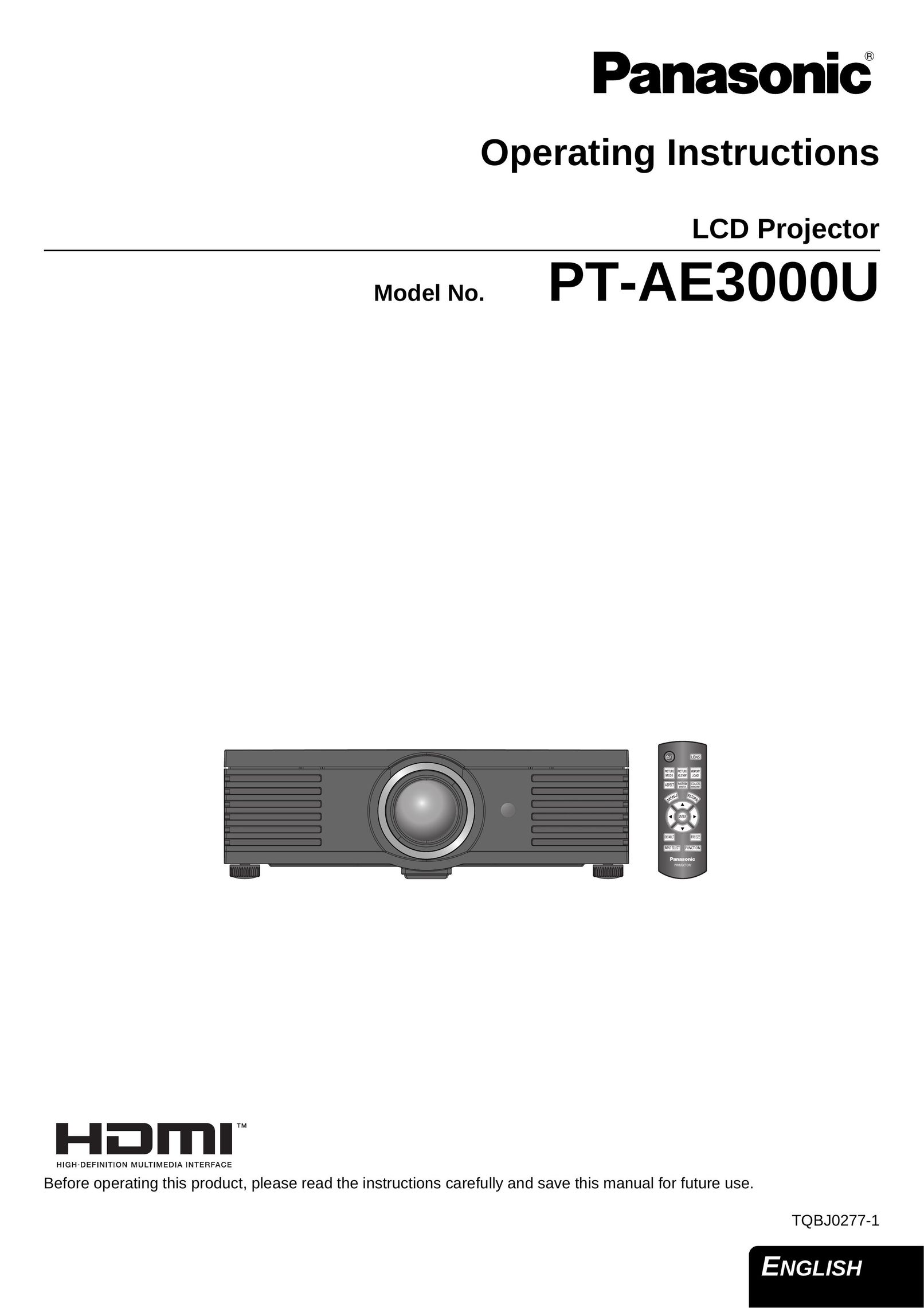 Panasonic PT-AE3000U Projector User Manual