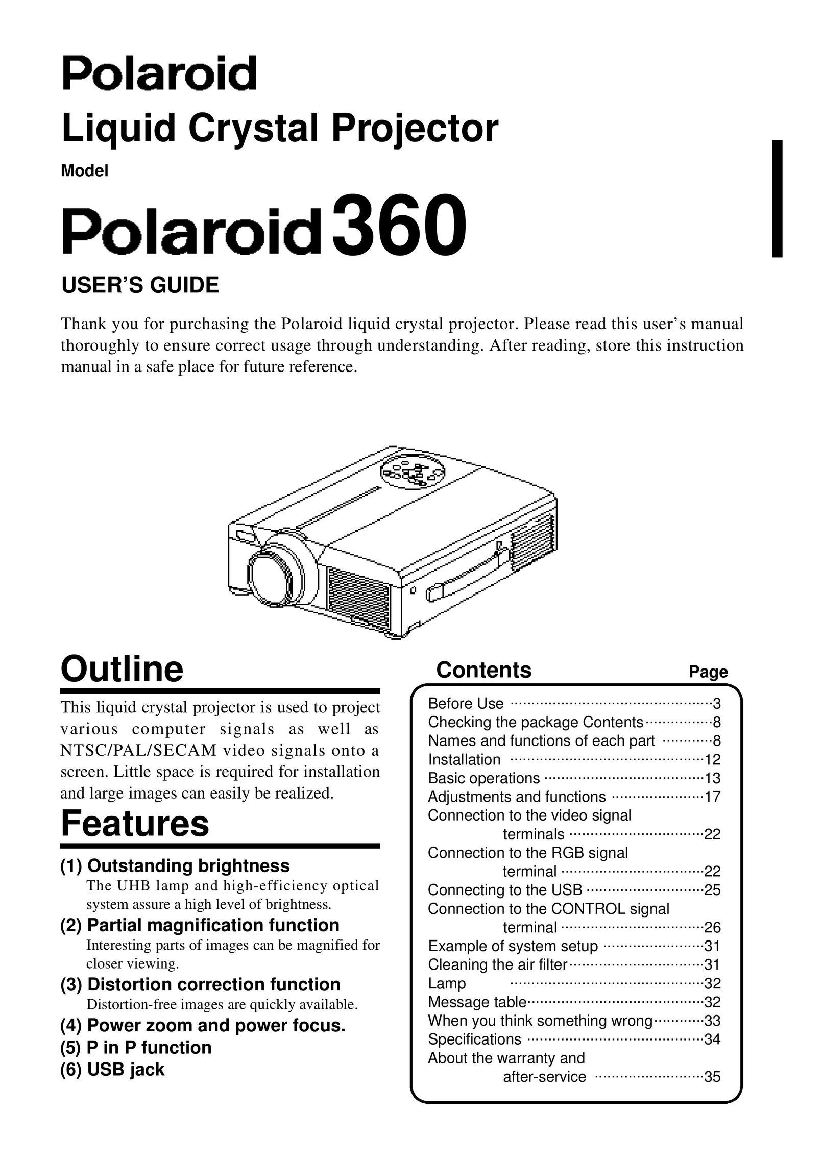 Polaroid PV 360 Projector User Manual