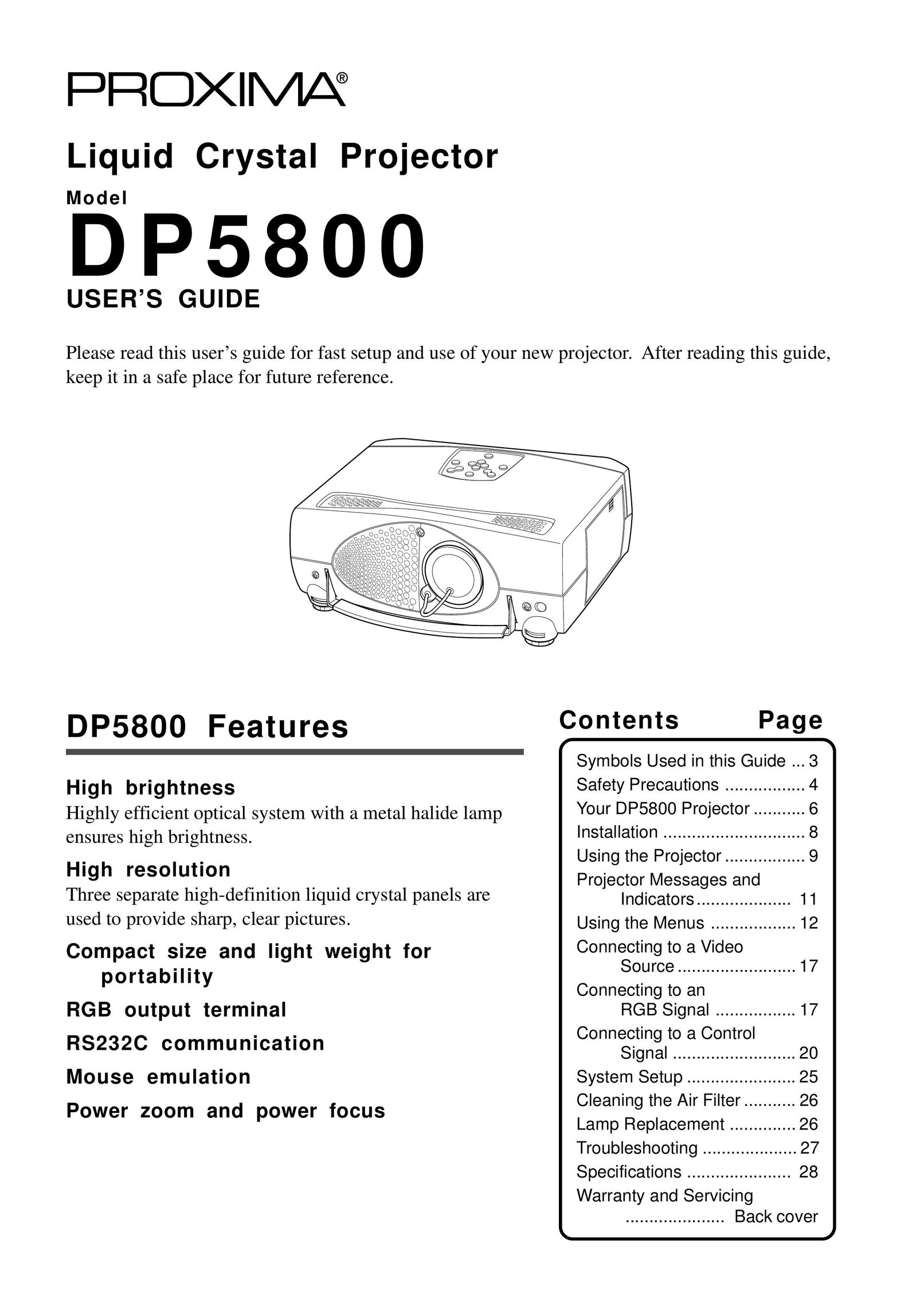 Proxima ASA DP5800 Projector User Manual