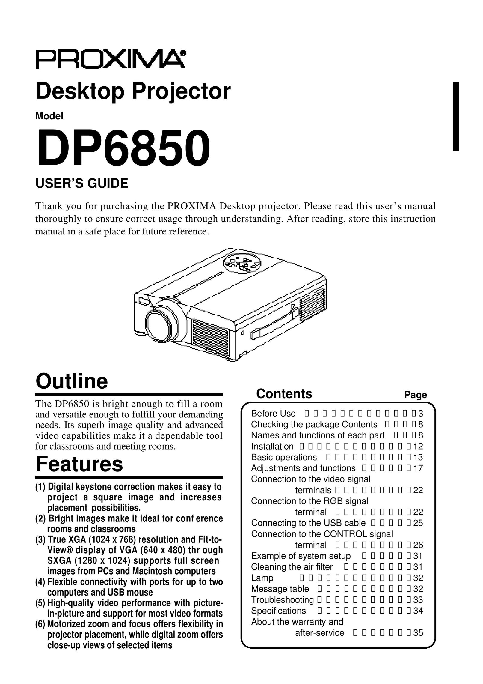Proxima ASA DP6850 Projector User Manual