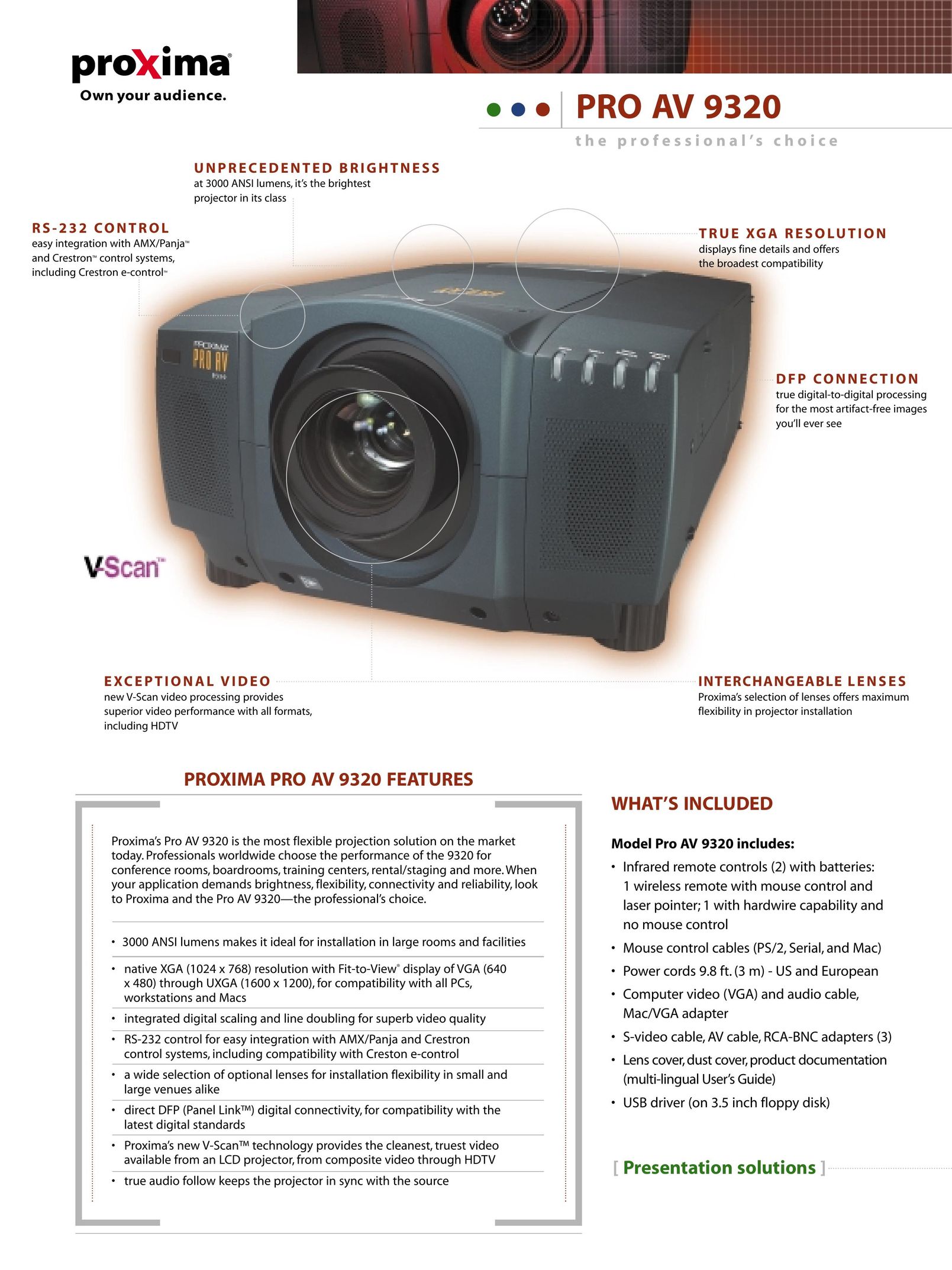 Proxima ASA PRO AV 9320 Projector User Manual