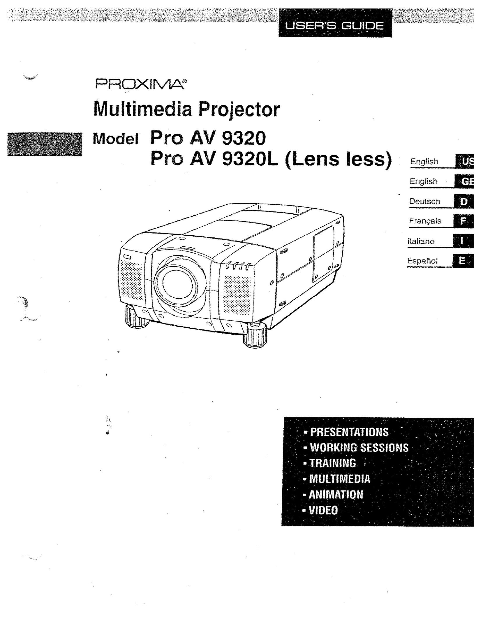 Proxima ASA PROAV9320L Projector User Manual