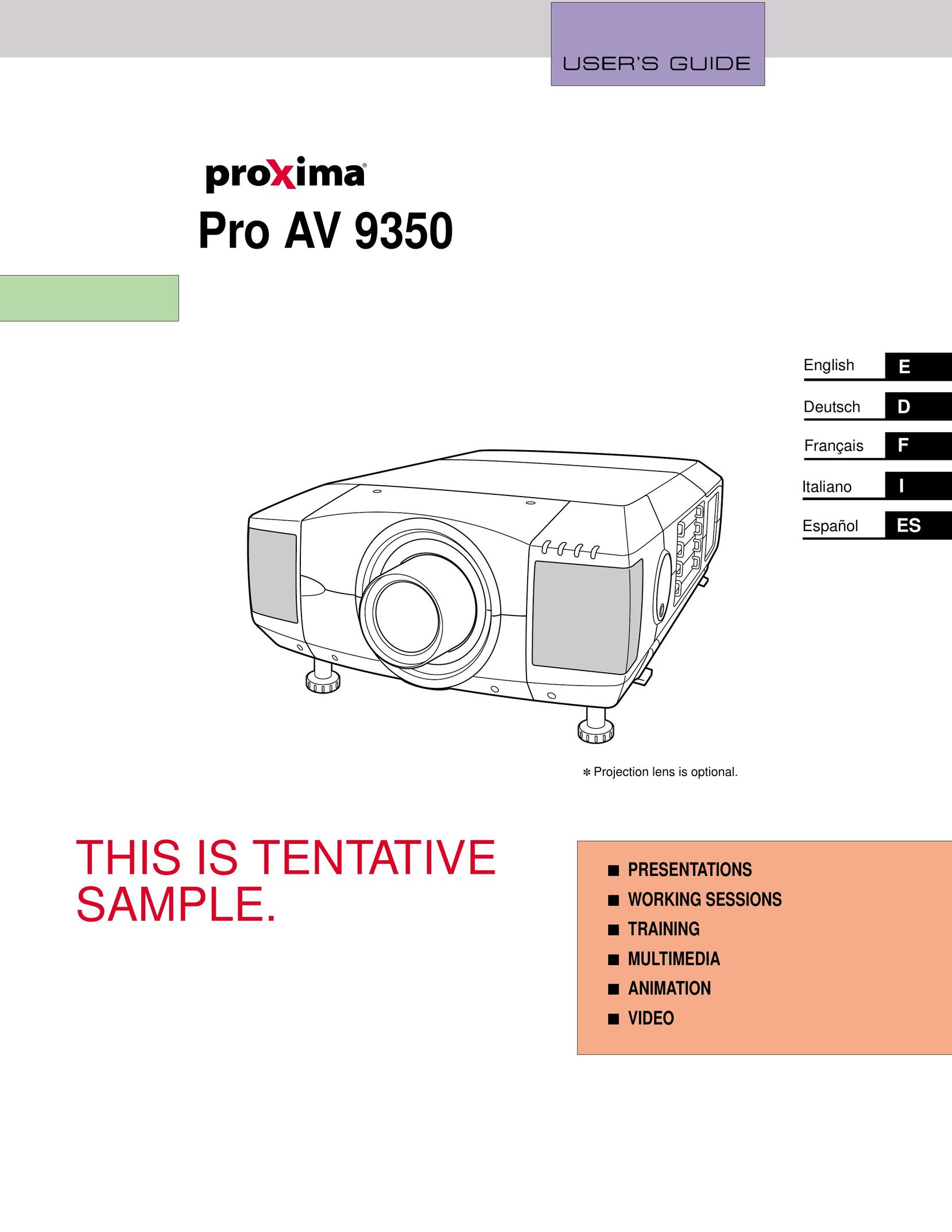 Proxima ASA PROAV9350 Projector User Manual