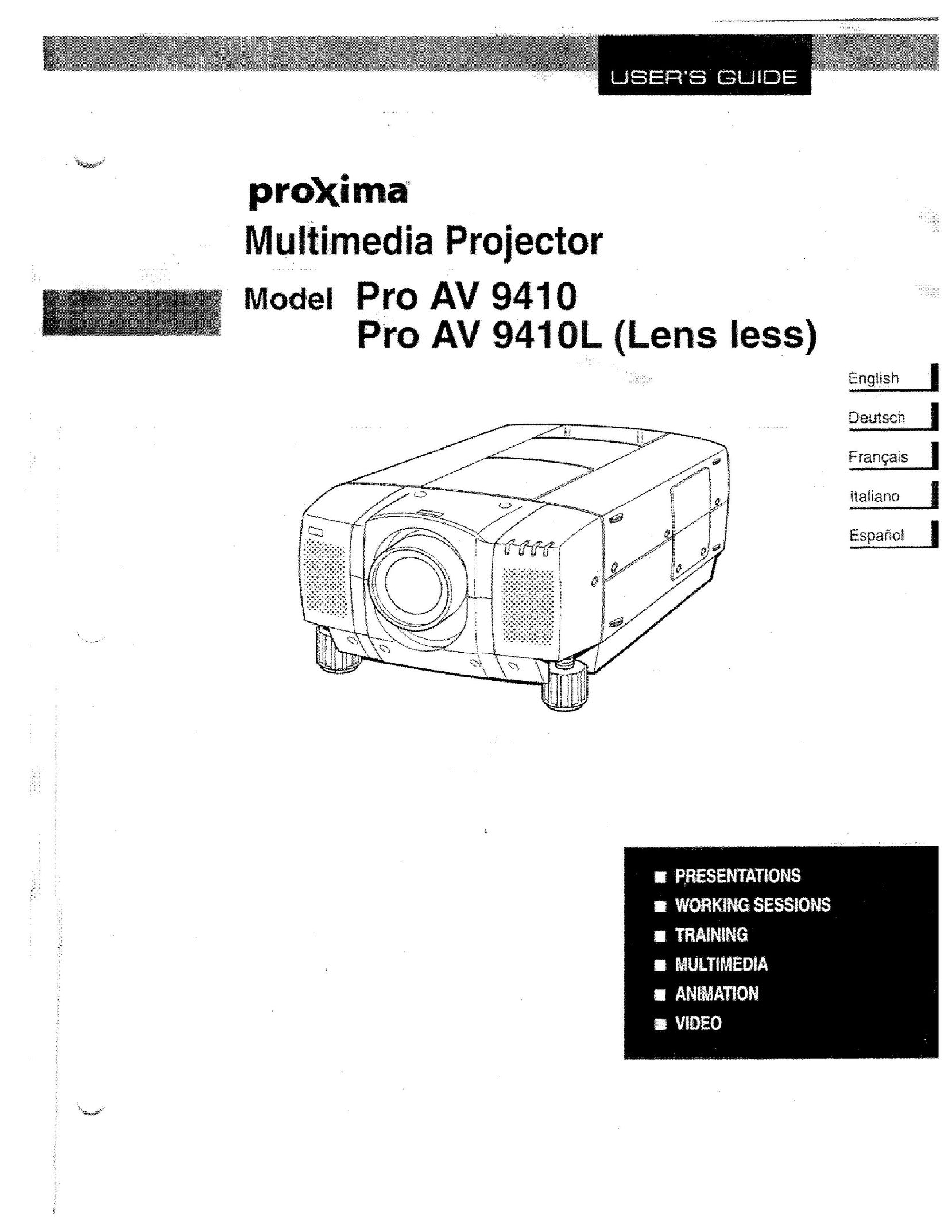 Proxima ASA PROAV9410L Projector User Manual