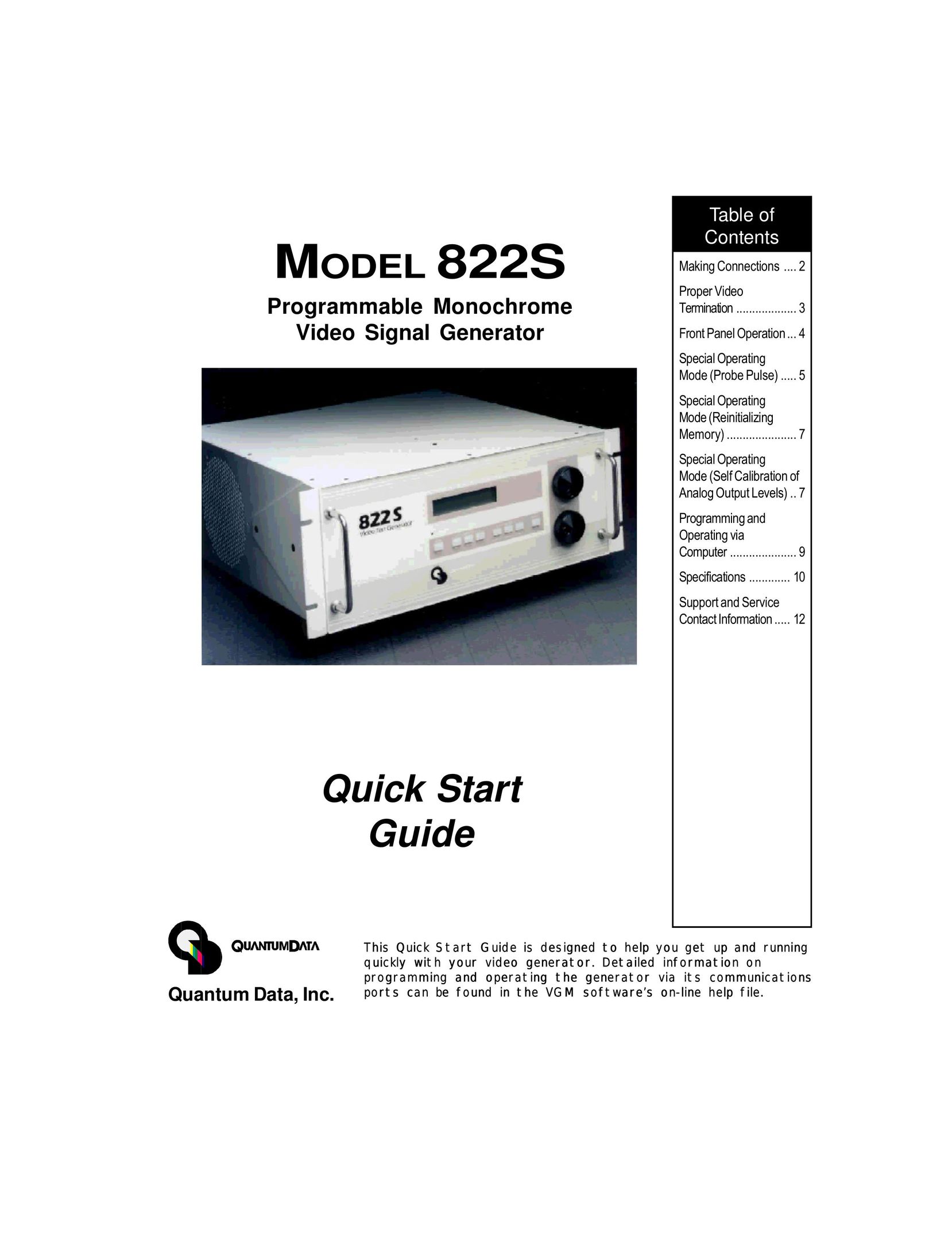 Quantum Data 822S Projector User Manual