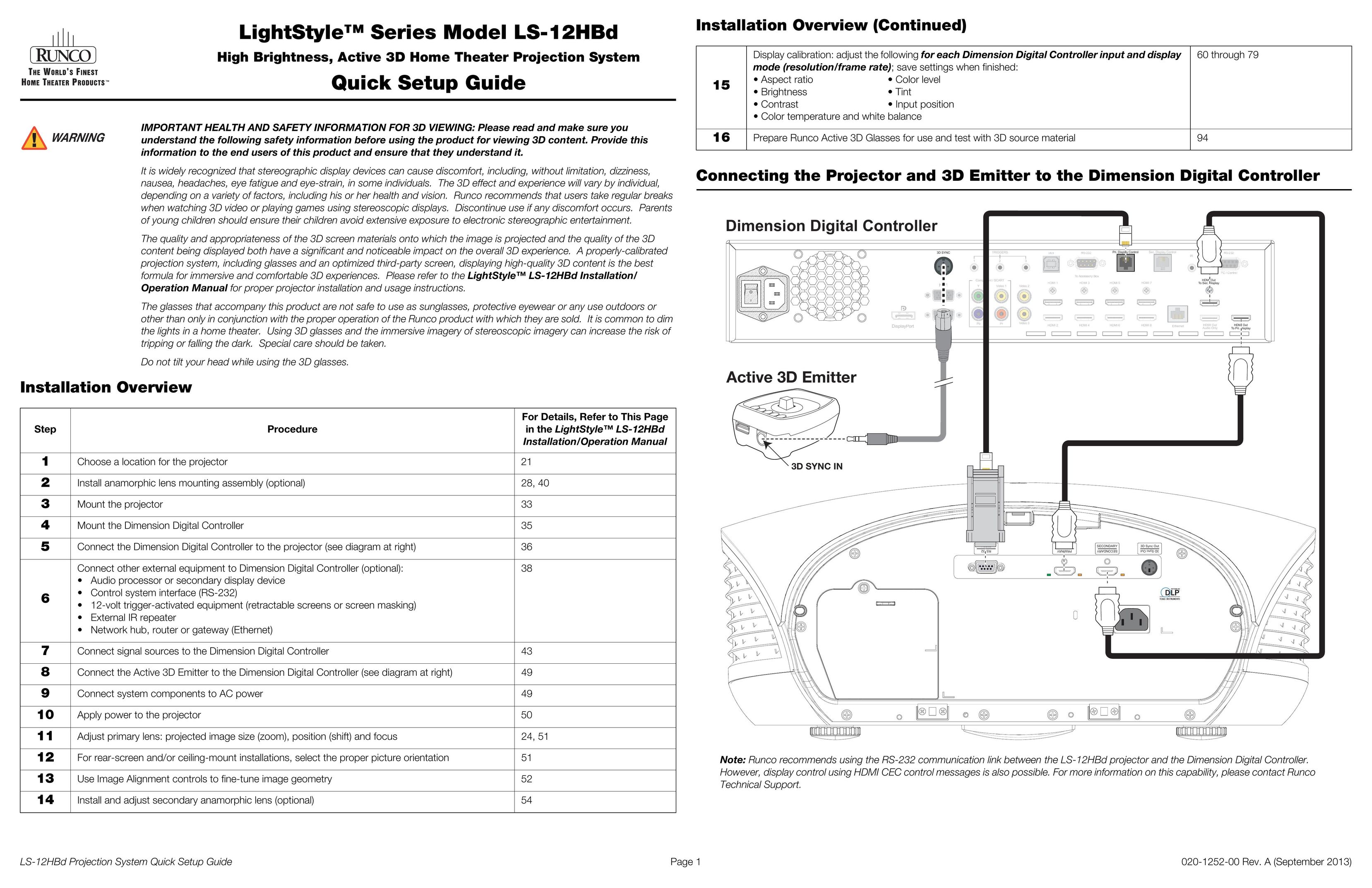 Runco LS-12HBd Projector User Manual