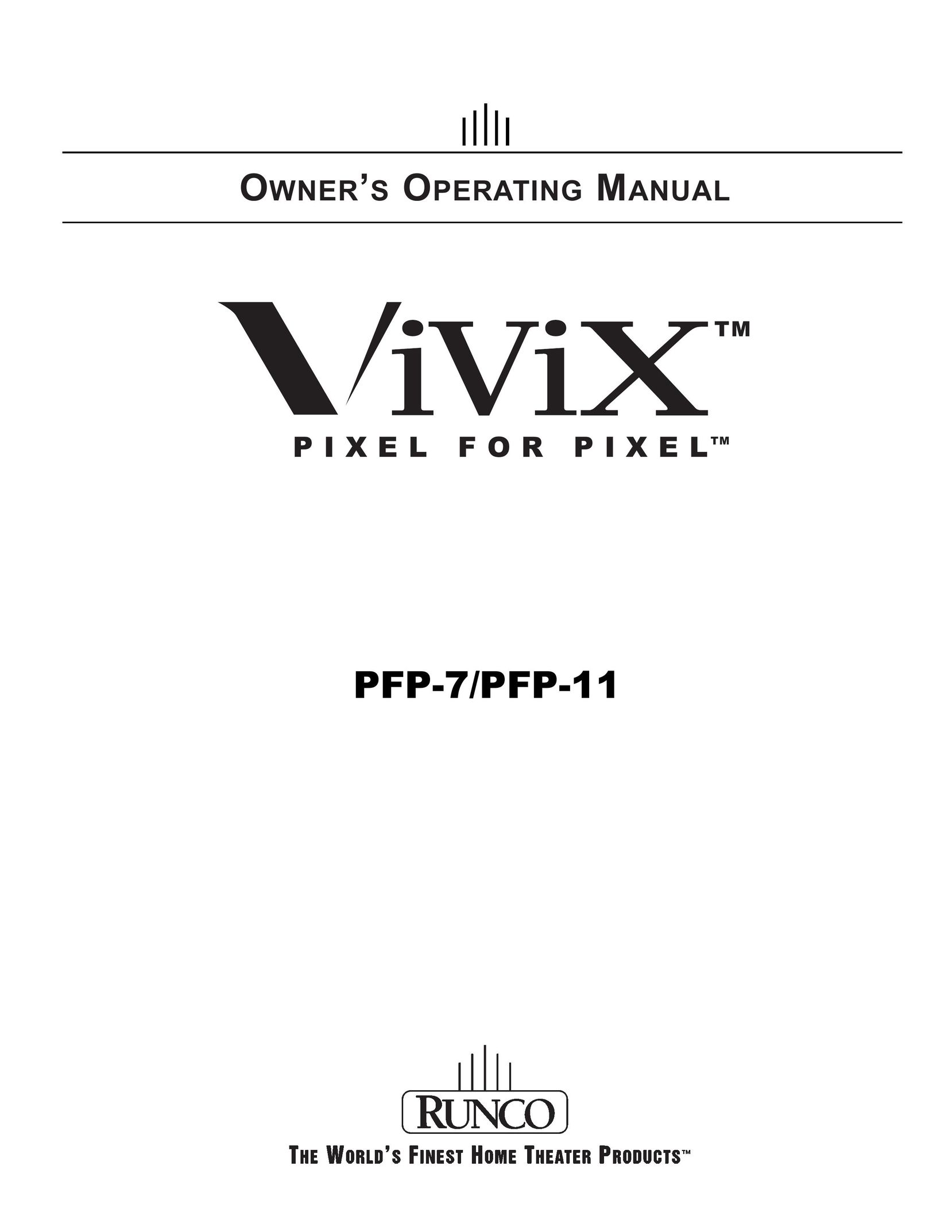 Runco Vivix Pixel for Pixel Projector User Manual