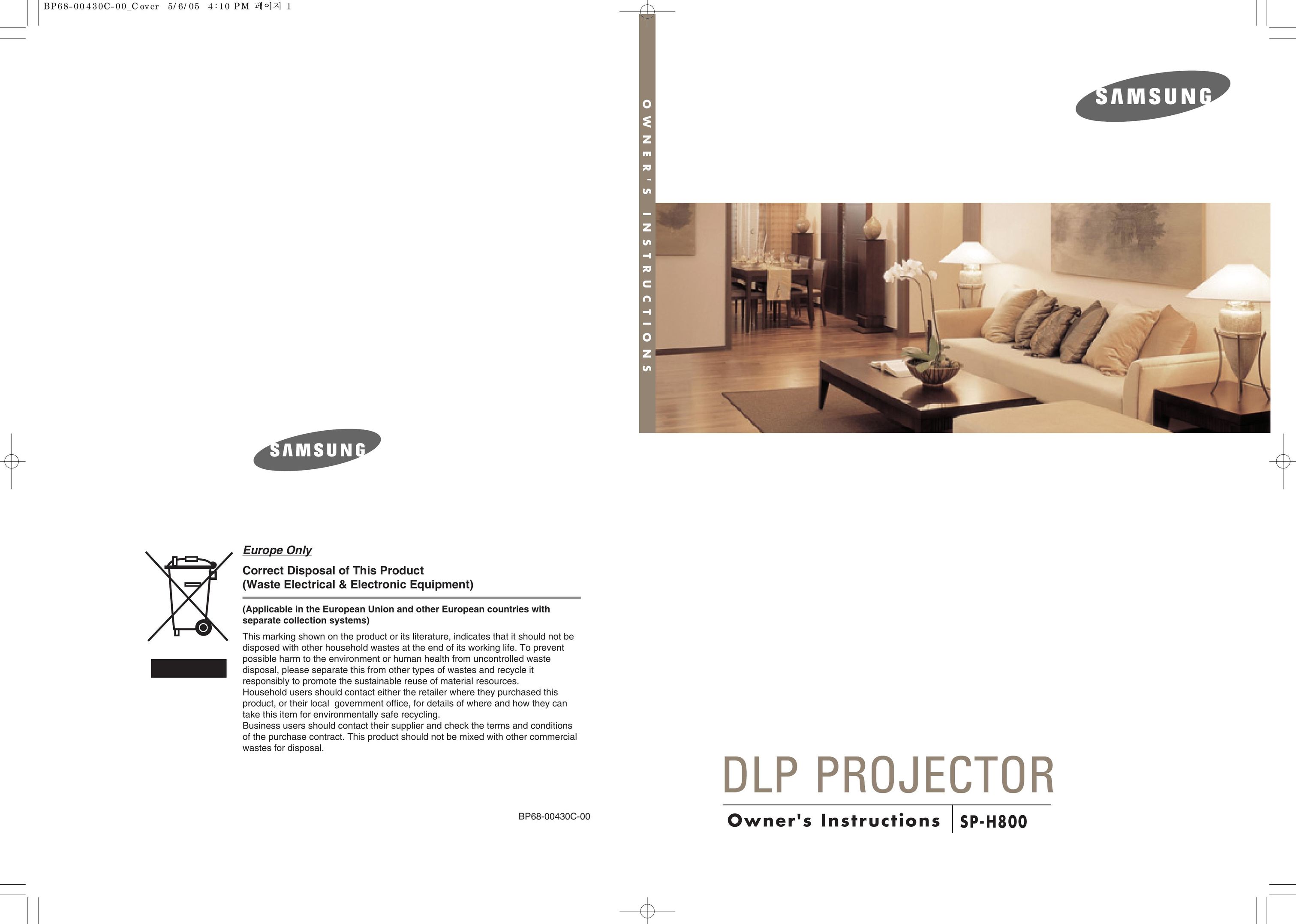 Samsung SP-H800 Projector User Manual