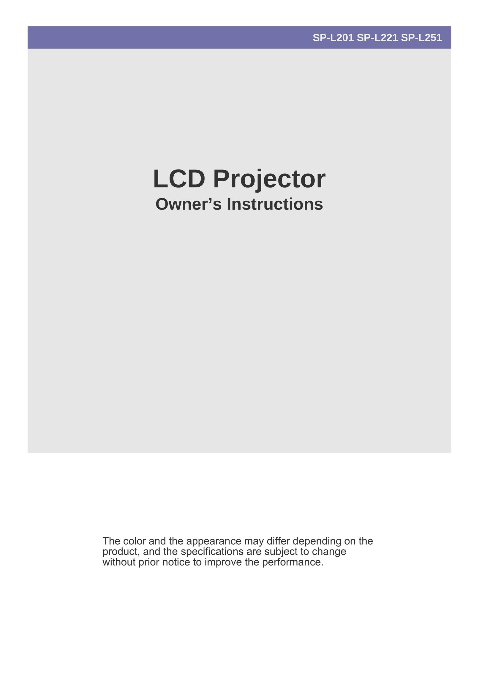 Samsung SP-L221 Projector User Manual