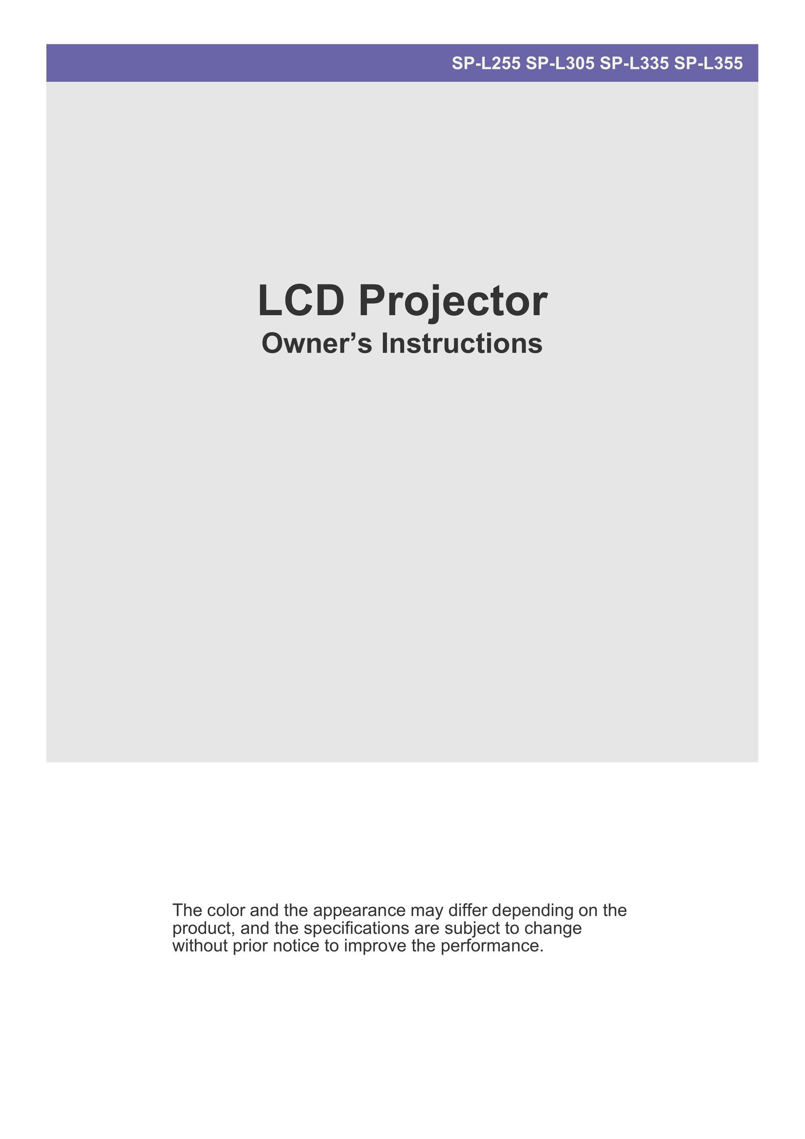 Samsung SP-L305 Projector User Manual