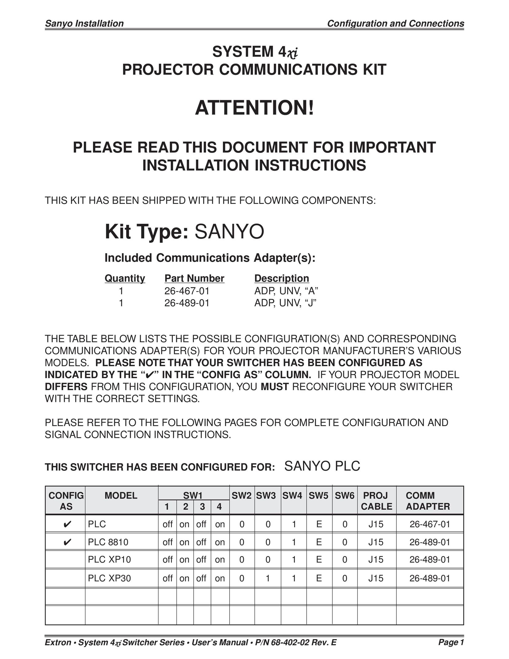 Sanyo PLC 8810 Projector User Manual