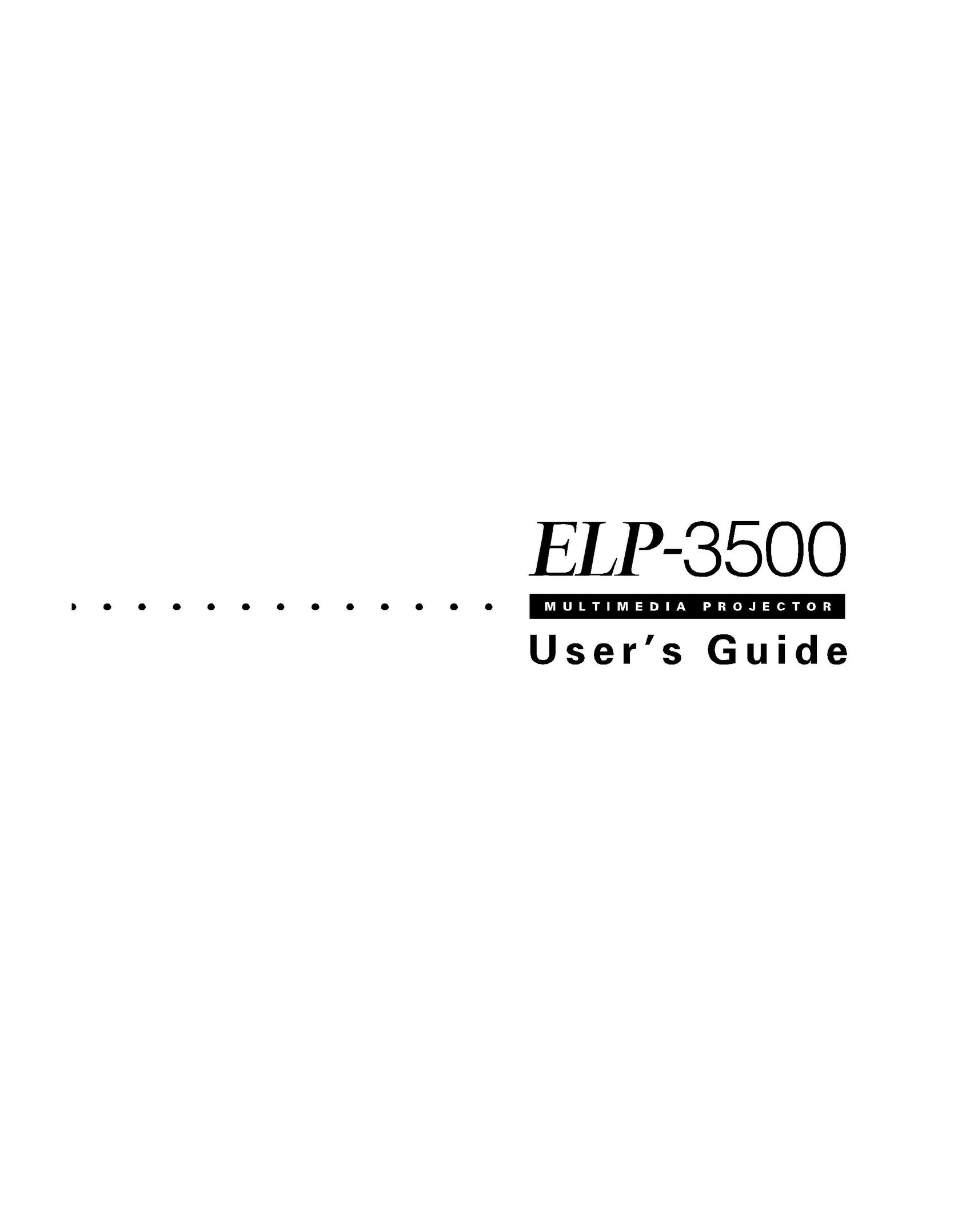Seiko Group ELP-3500 Projector User Manual