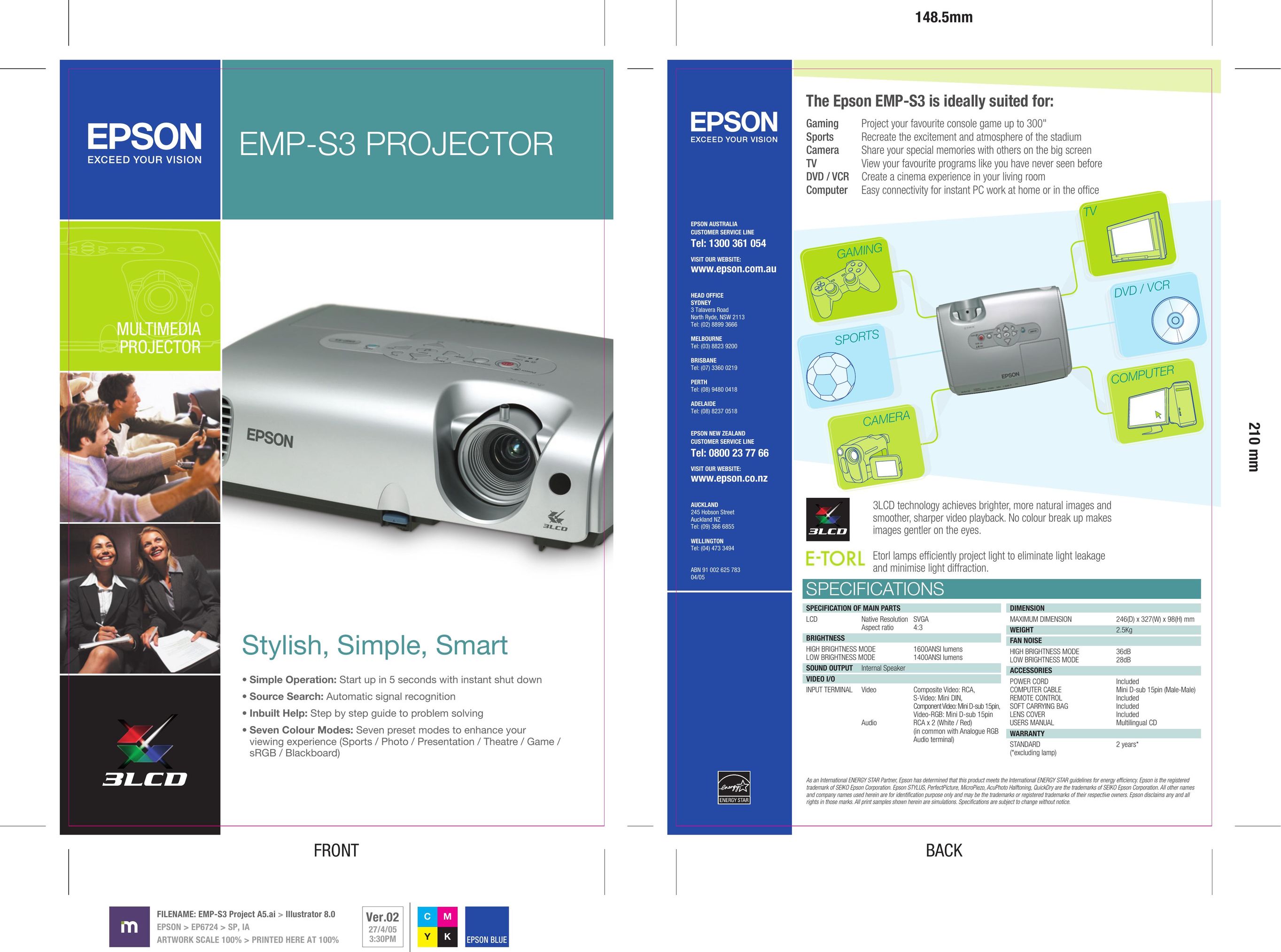Seiko Group EMP-S3 Projector User Manual